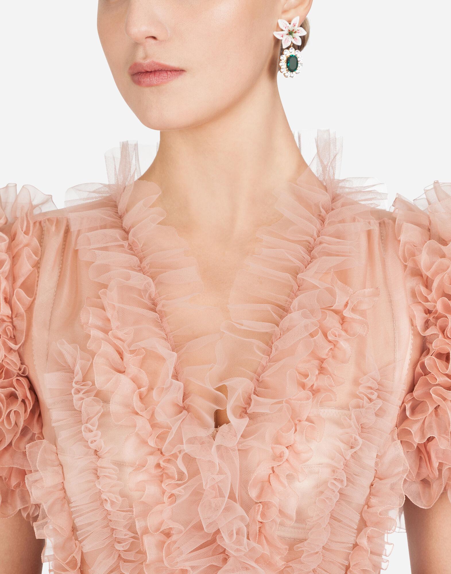 Dolce & Gabbana Ruffled Midi Dress in Pink | Lyst