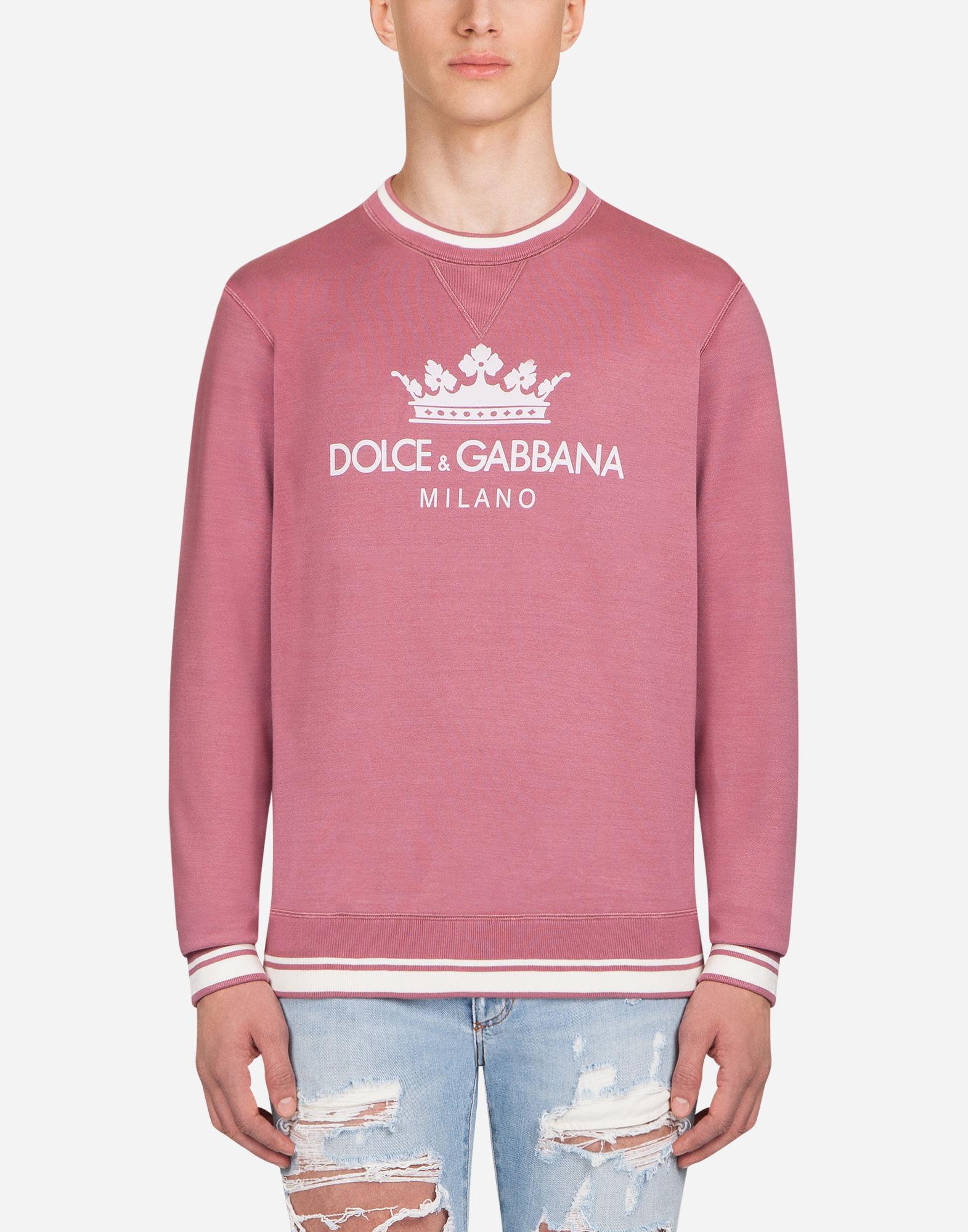 Dolce & Gabbana Sweatshirt In Printed Cotton in Pink for Men - Lyst