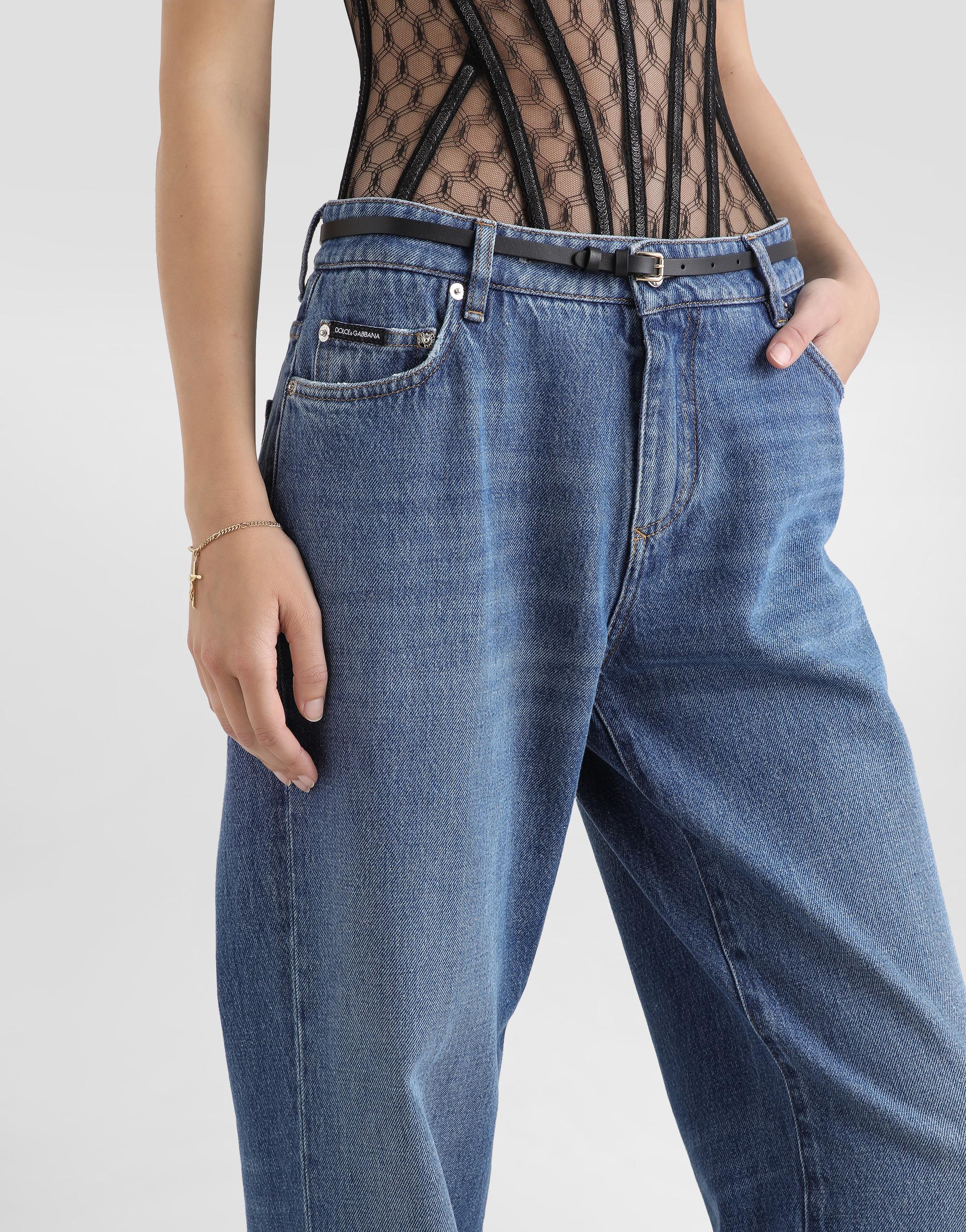 Dolce & Gabbana Loose Denim Jeans With Pressed Pleat in Blue
