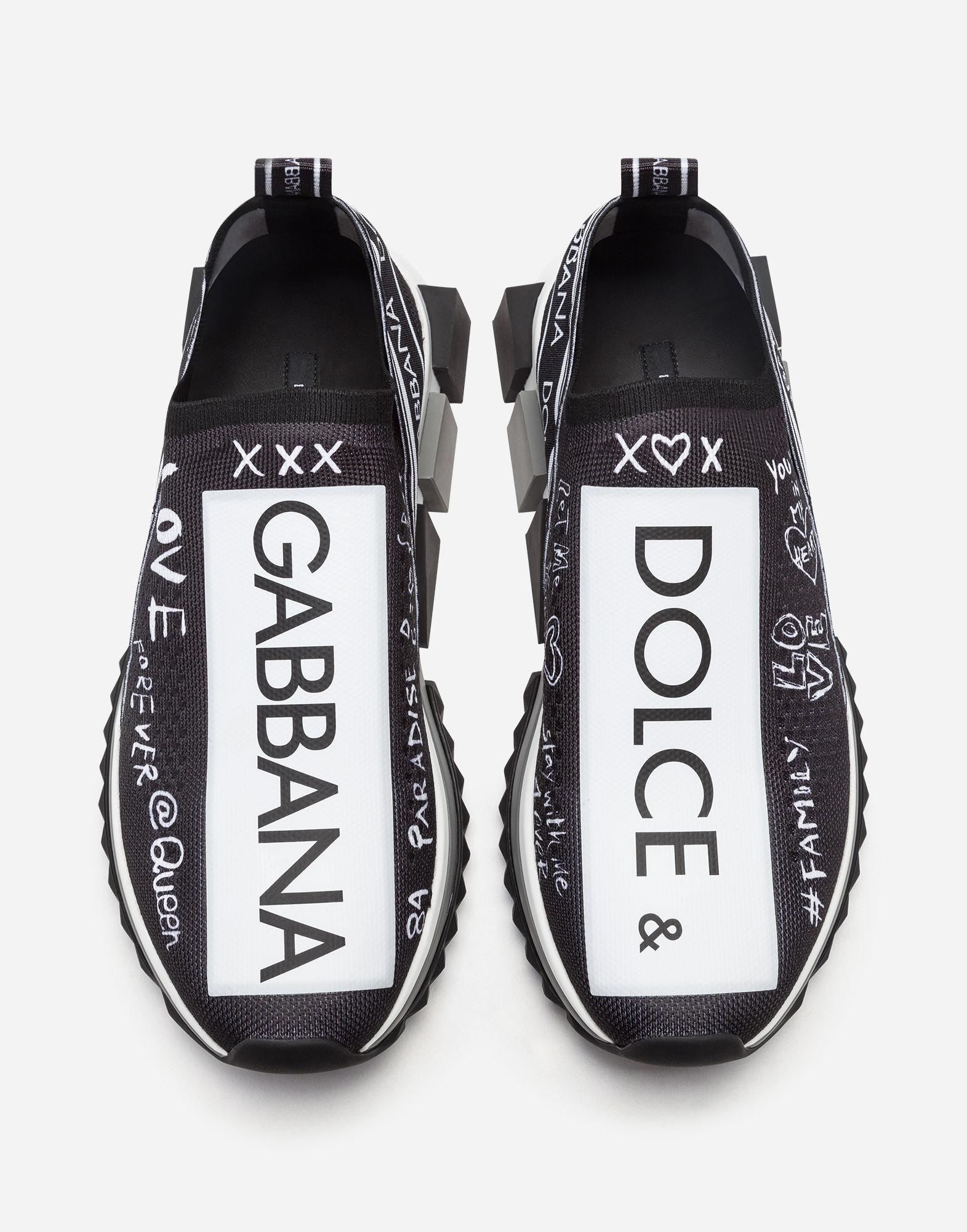 Dolce & Gabbana Synthetic Sneakers In Sorrento Graffiti Print in Black ...