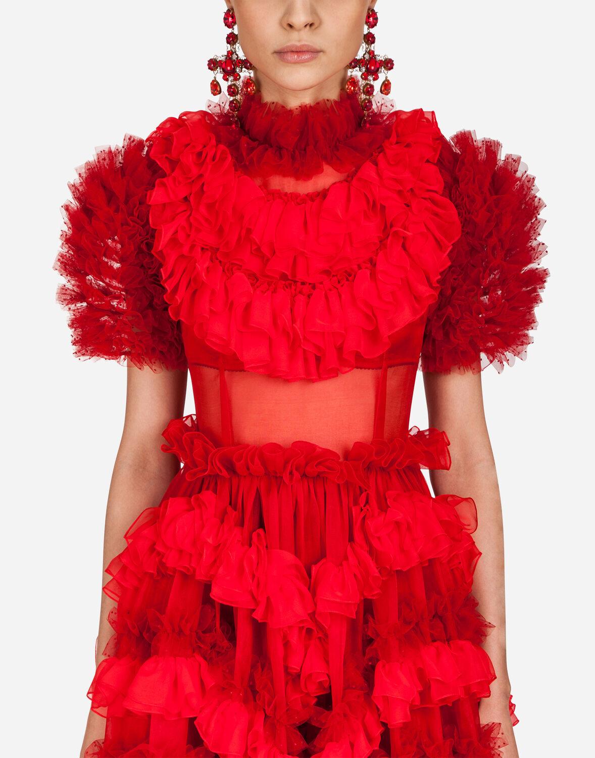 Dolce & Gabbana Silk Organza Dress in Red | Lyst