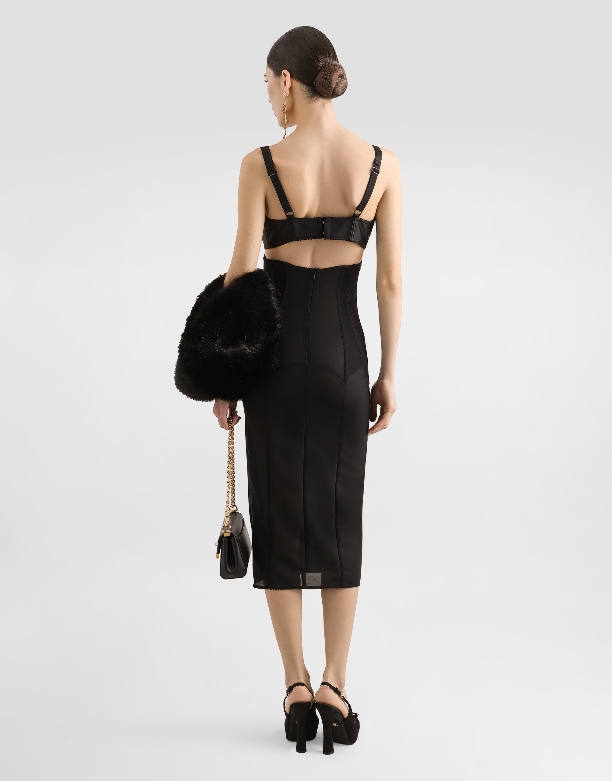Dolce & Gabbana Calf-Length Satin And Lace Dress With Corset Details in  Black | Lyst
