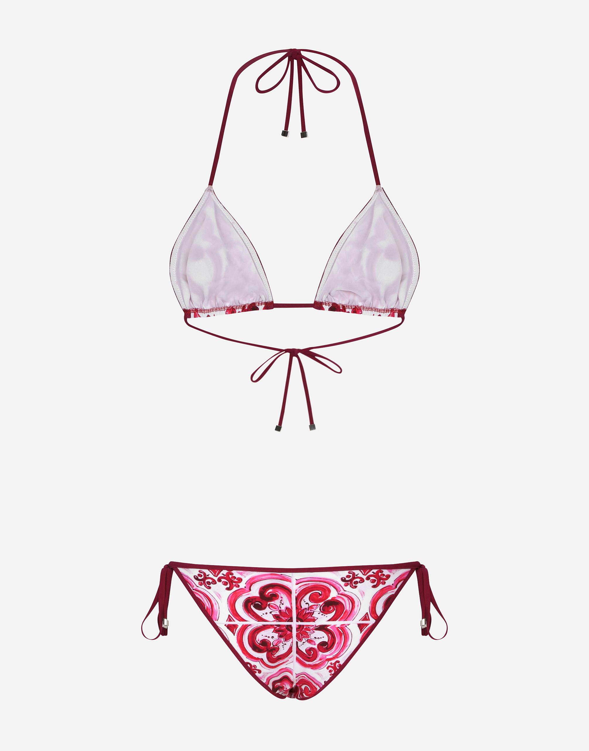 Dolce & Gabbana Majolica-Print Triangle Bikini in Yellow | Lyst Dolce & Gabbana Majolica-Print Triangle Bikini in Yellow | Lyst