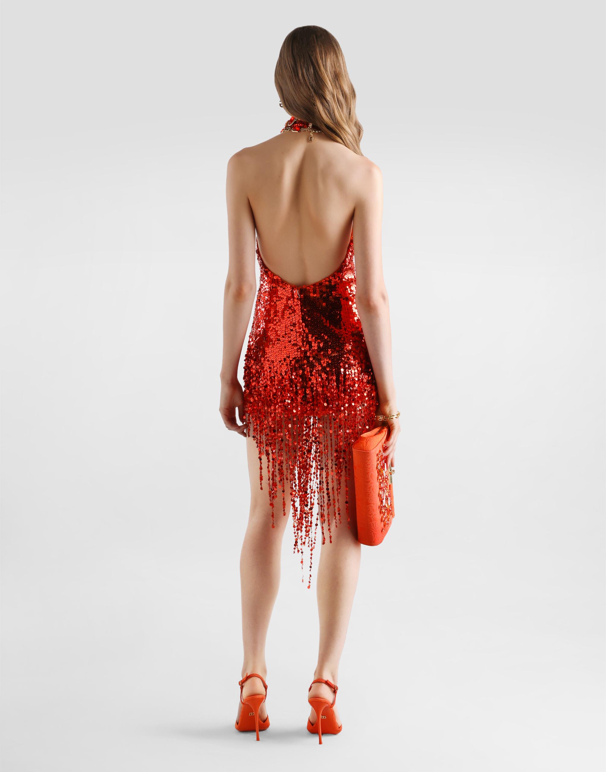 strapless open back dress Allover Sequin V-Neck Open Back Court Red Sheath Formal Dress main image 1