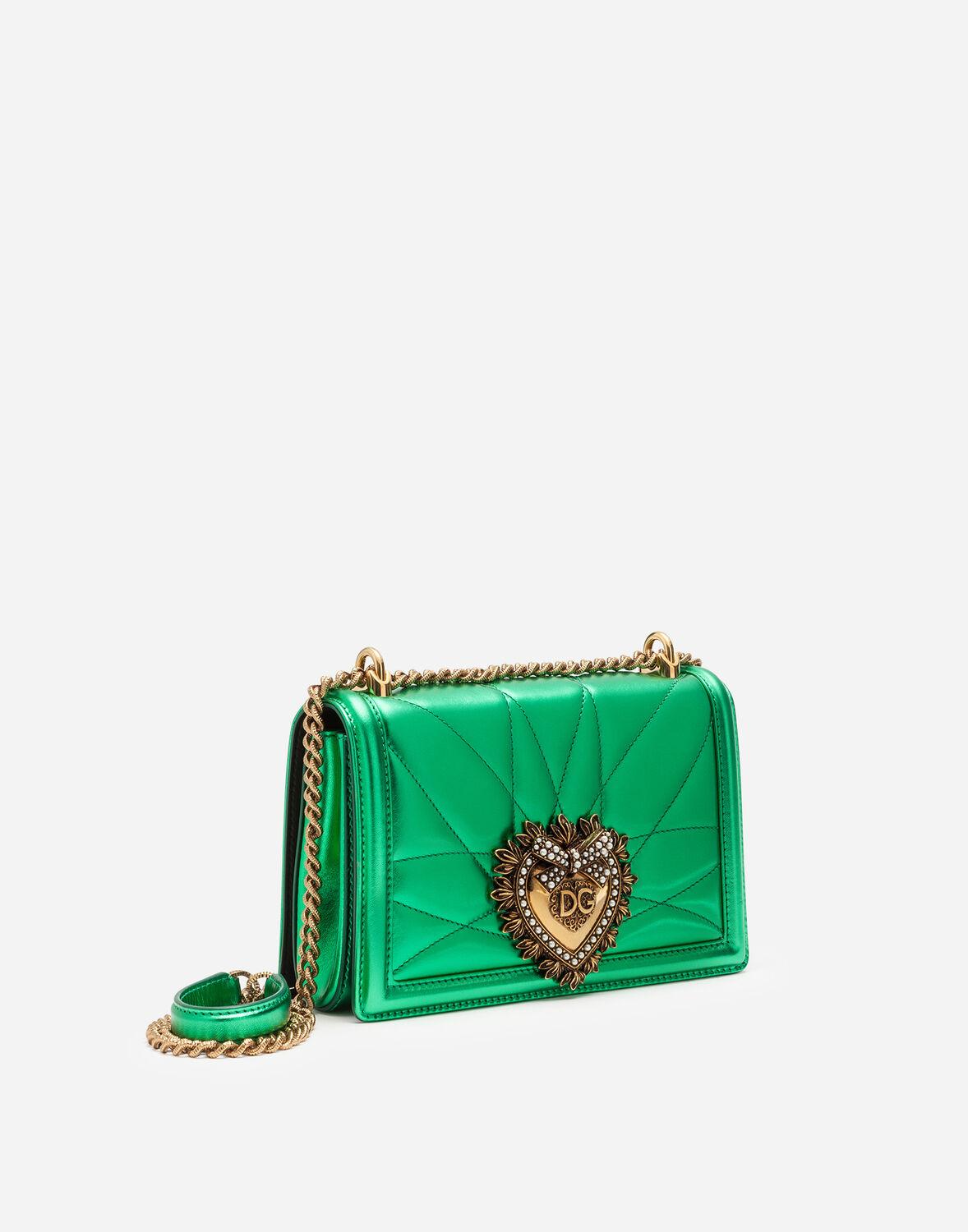 Dolce & Gabbana Medium Devotion Bag In Quilted Nappa Mordoré in Green