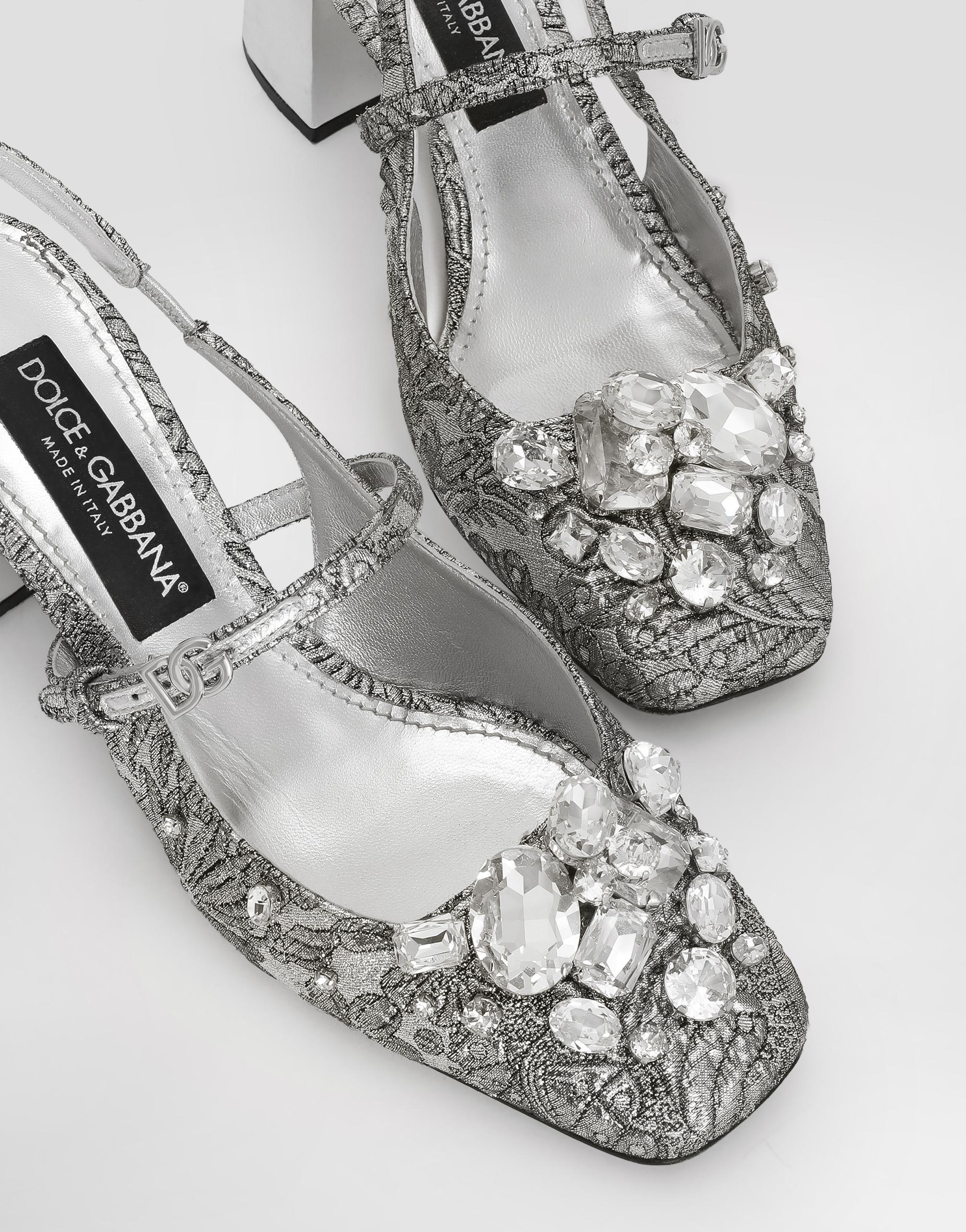 Dolce Gabbana Brocade Slingback With Embroidery And Stones in