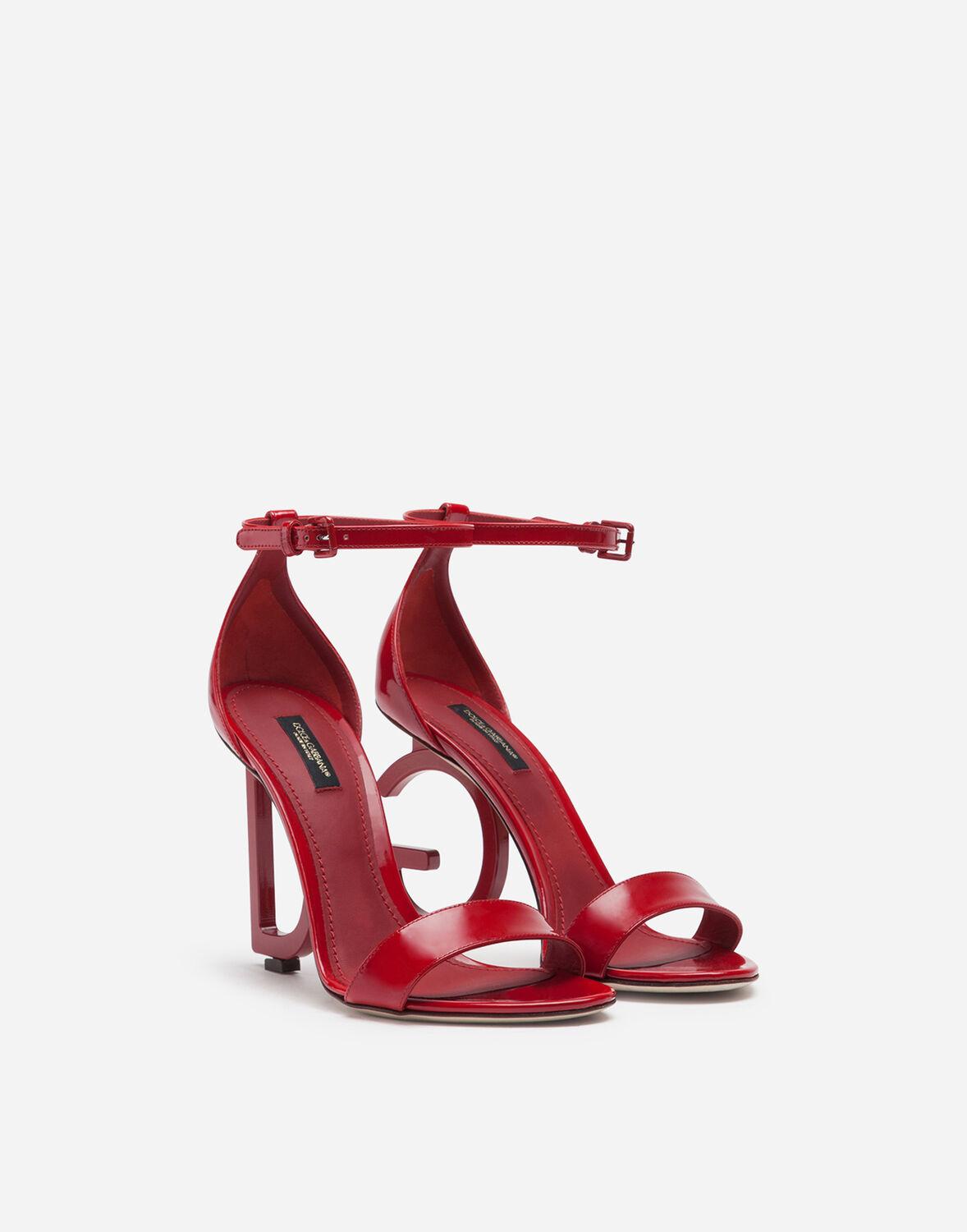 Dolce & Gabbana Patent Leather Sandals With Dg Heel in Red | Lyst