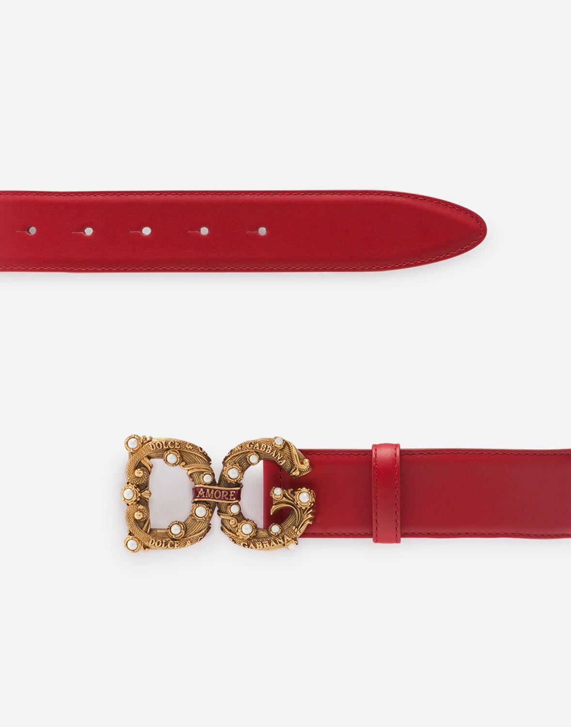 DOLCE & GABBANA Red Vernis Gold Lady Belt With Dg Logo Buckle -  Sweden