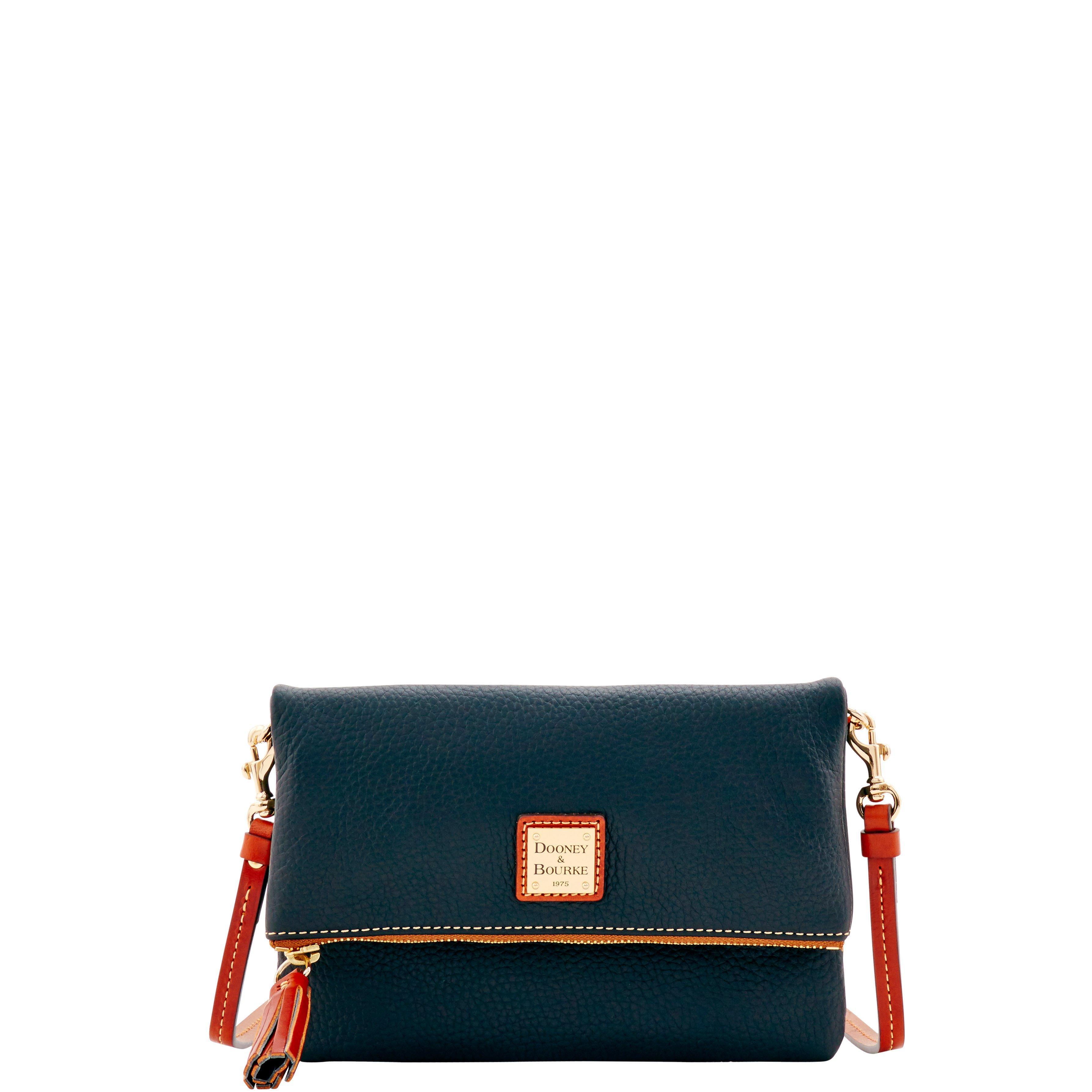 Dooney & Bourke Pebble Grain Foldover Zip Crossbody in Black Save 26