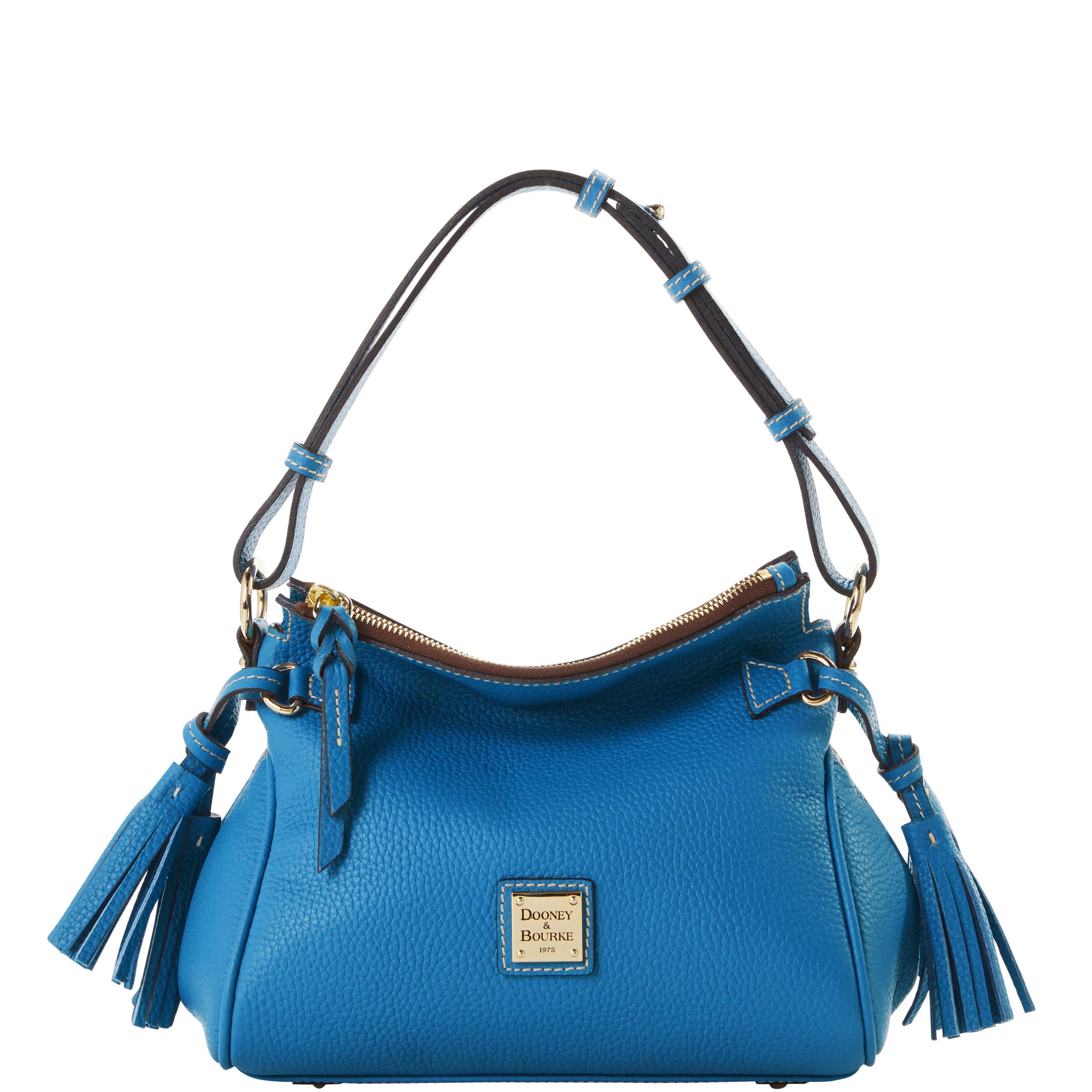 Dooney & Bourke Leather Pebble Grain Tassel Shoulder Bag in Blue - Lyst