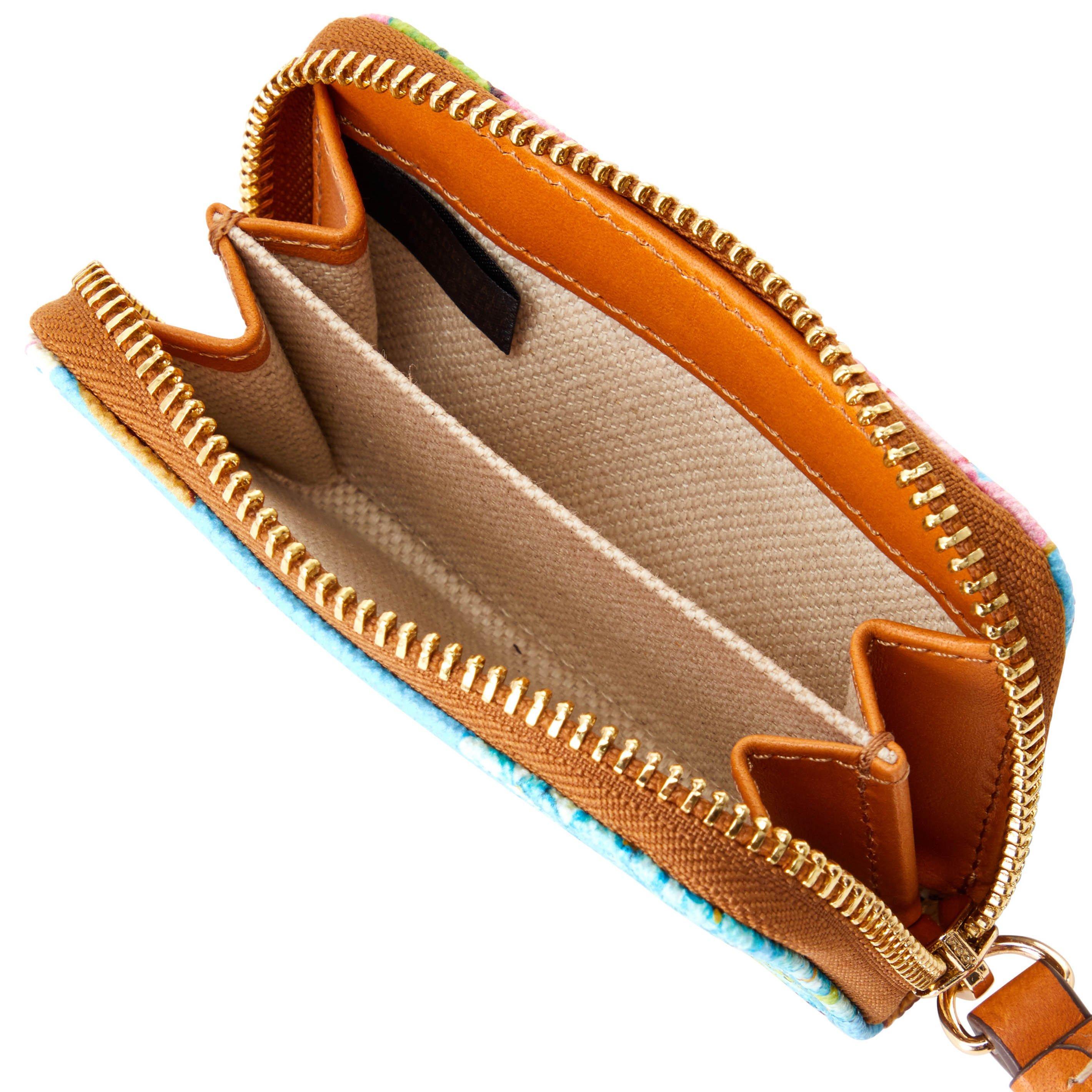 Dooney & Bourke Hydrangea Monogram Zip Around Credit Card Case in Blue