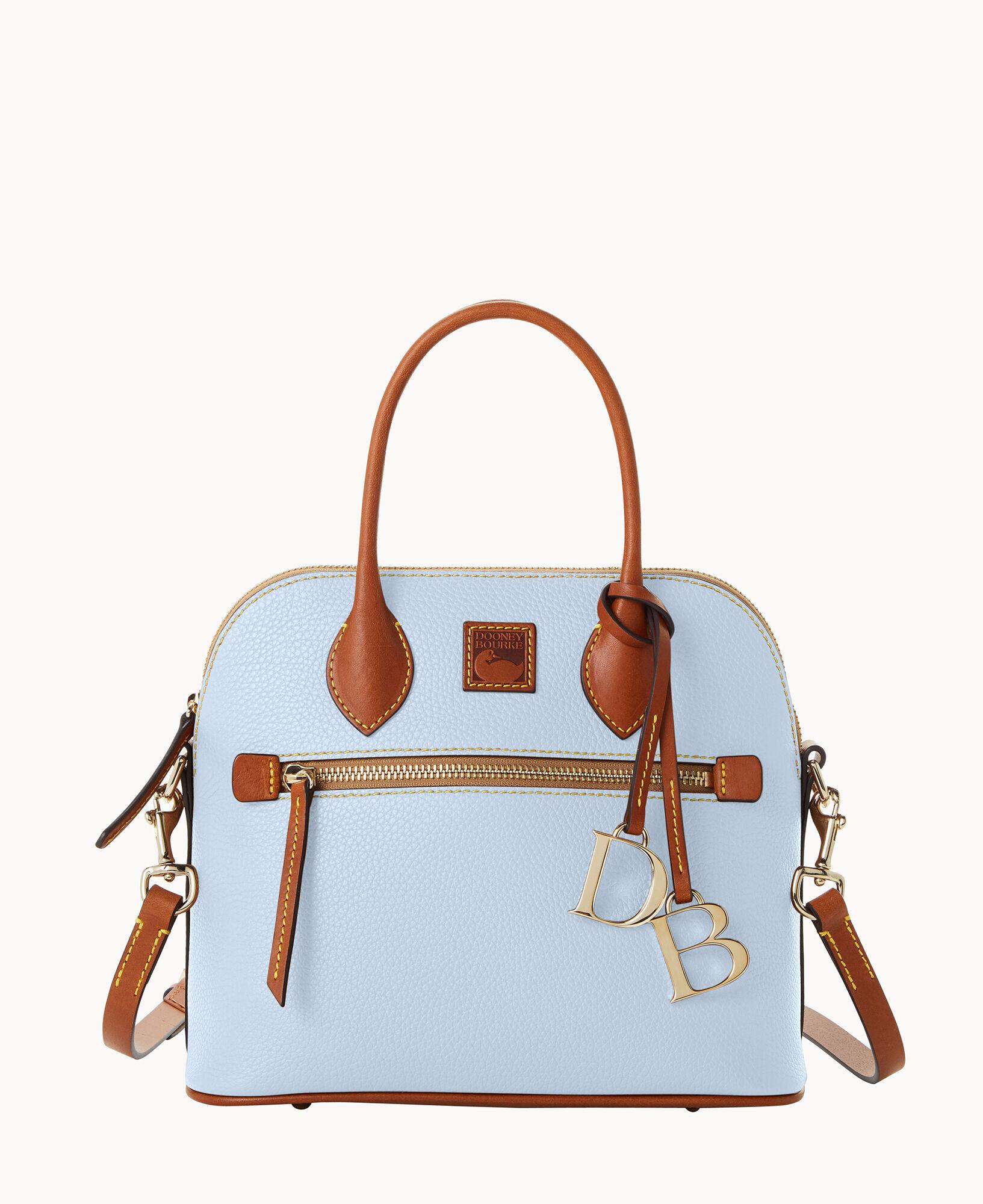 Dooney & Bourke Pebble Grain Domed Satchel Handbag - Leather Shoulder Bag With Adjustable Strap