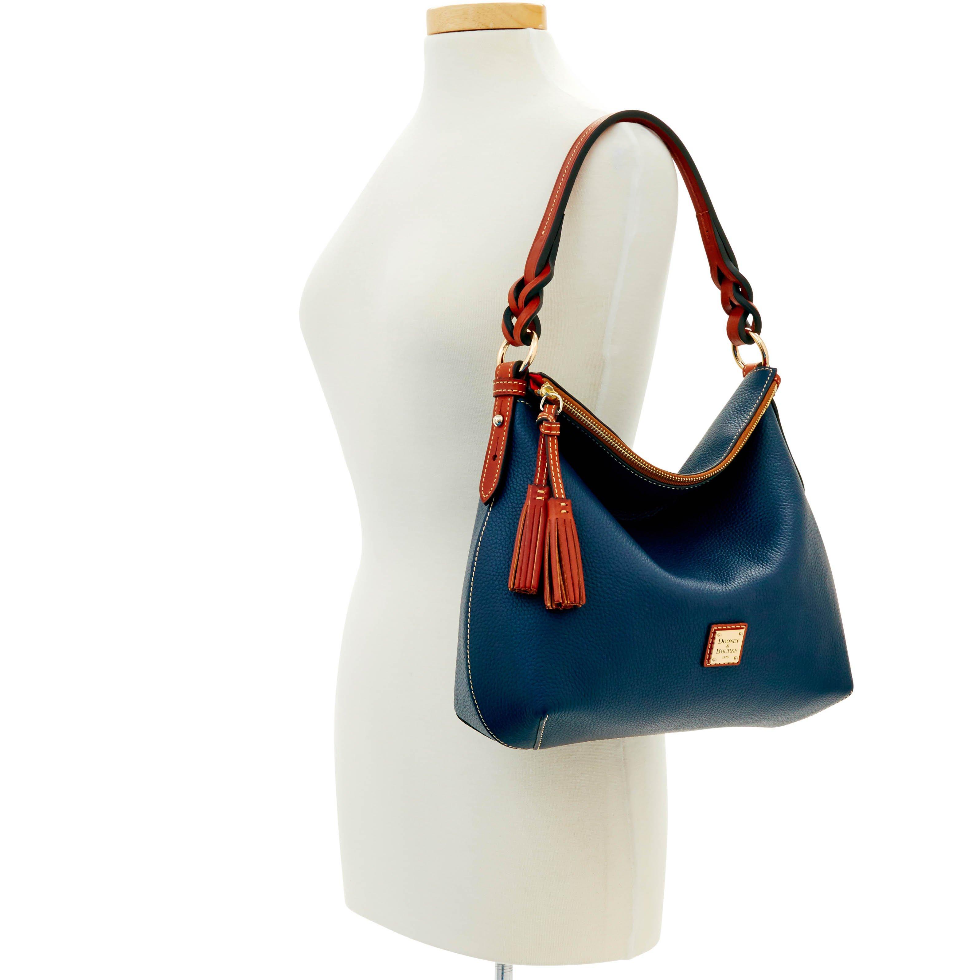 Dooney & Bourke Leather Pebble Grain Twist Strap Hobo in Midnight Blue