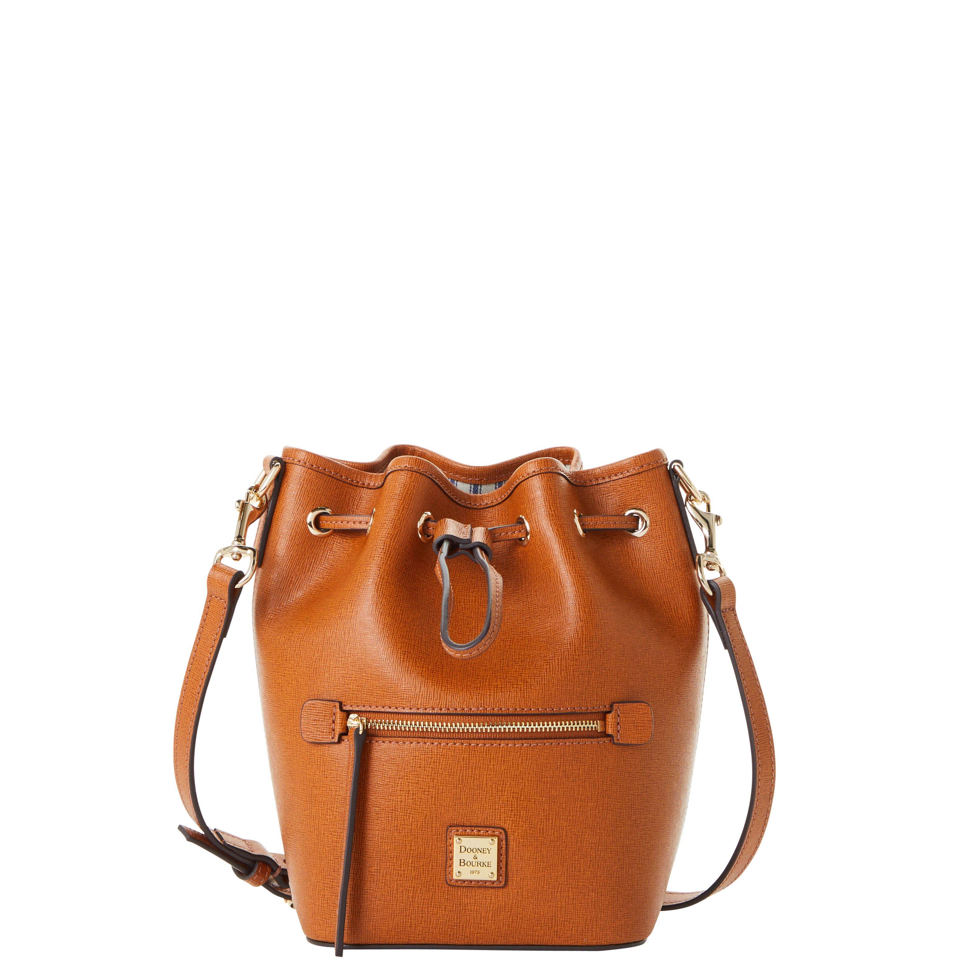 Dooney & Bourke Leather Saffiano Small Drawstring Crossbody in Natural ...