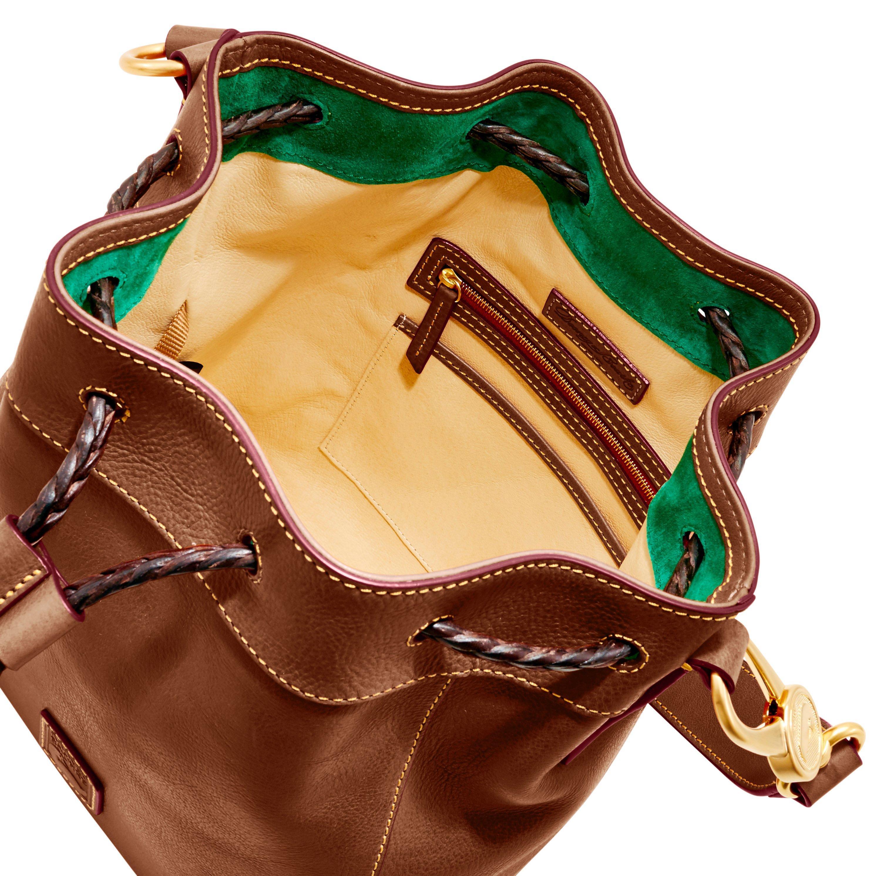 Dooney & Bourke Leather Florentine Hattie Drawstring in Chestnut (Brown