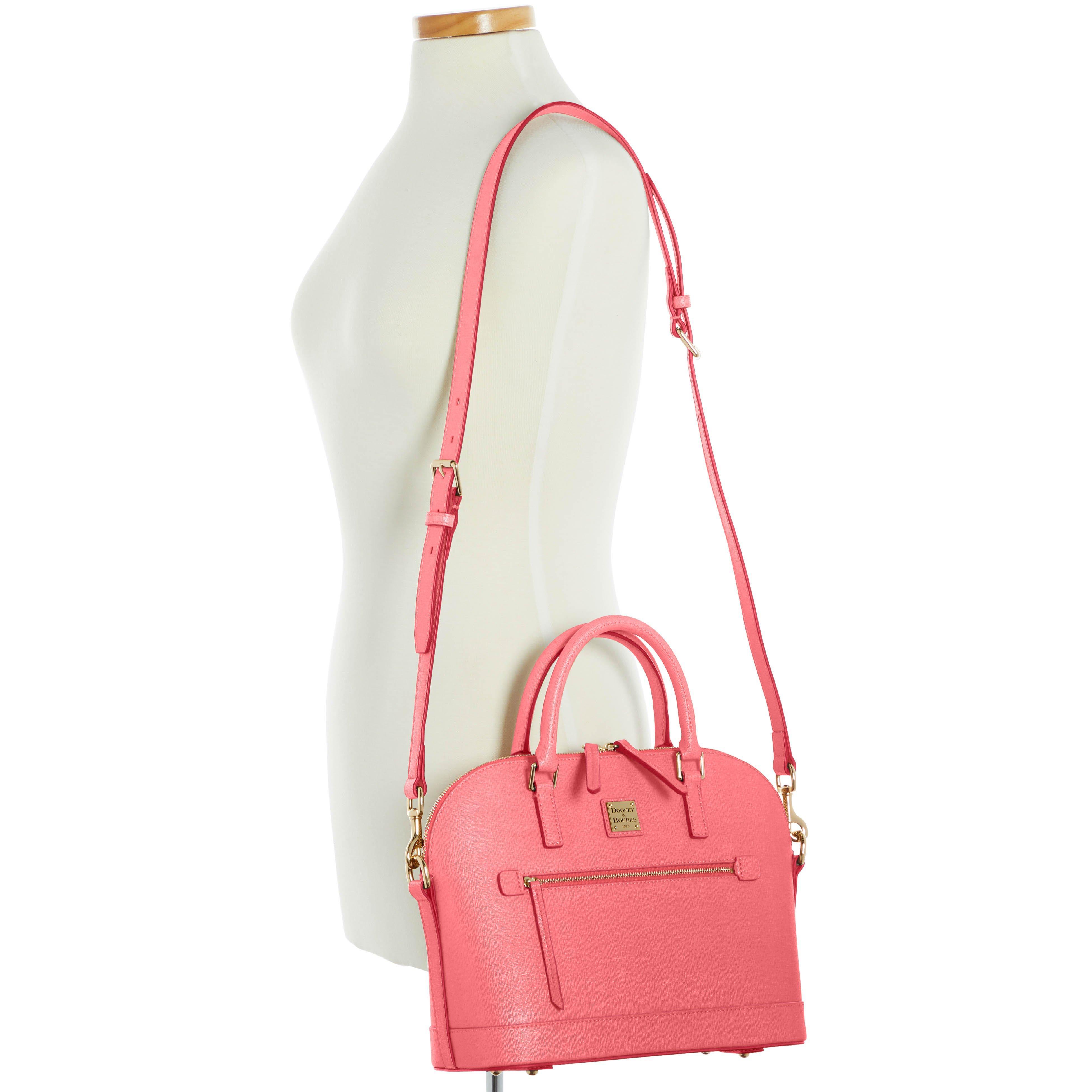 Dooney & Bourke Leather Saffiano Domed Zip Satchel in Pink Lyst