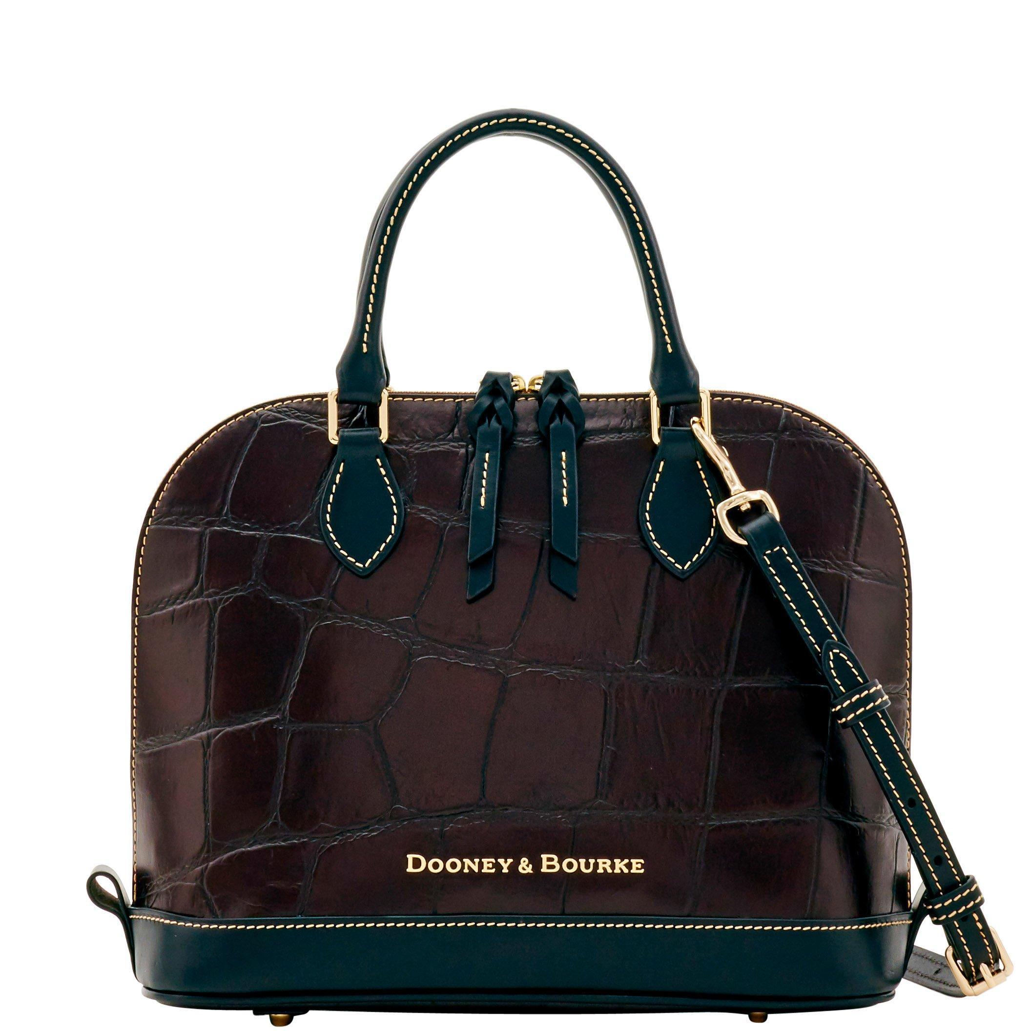 Dooney & Bourke Cotton Denison Zip Zip Satchel in Espresso Black (Black