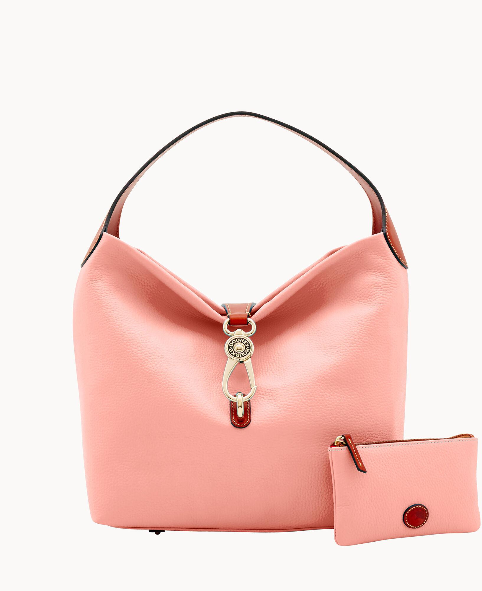 Dooney & Bourke Pebble Grain Logo Lock Shoulder Bag With Pouch in Pink
