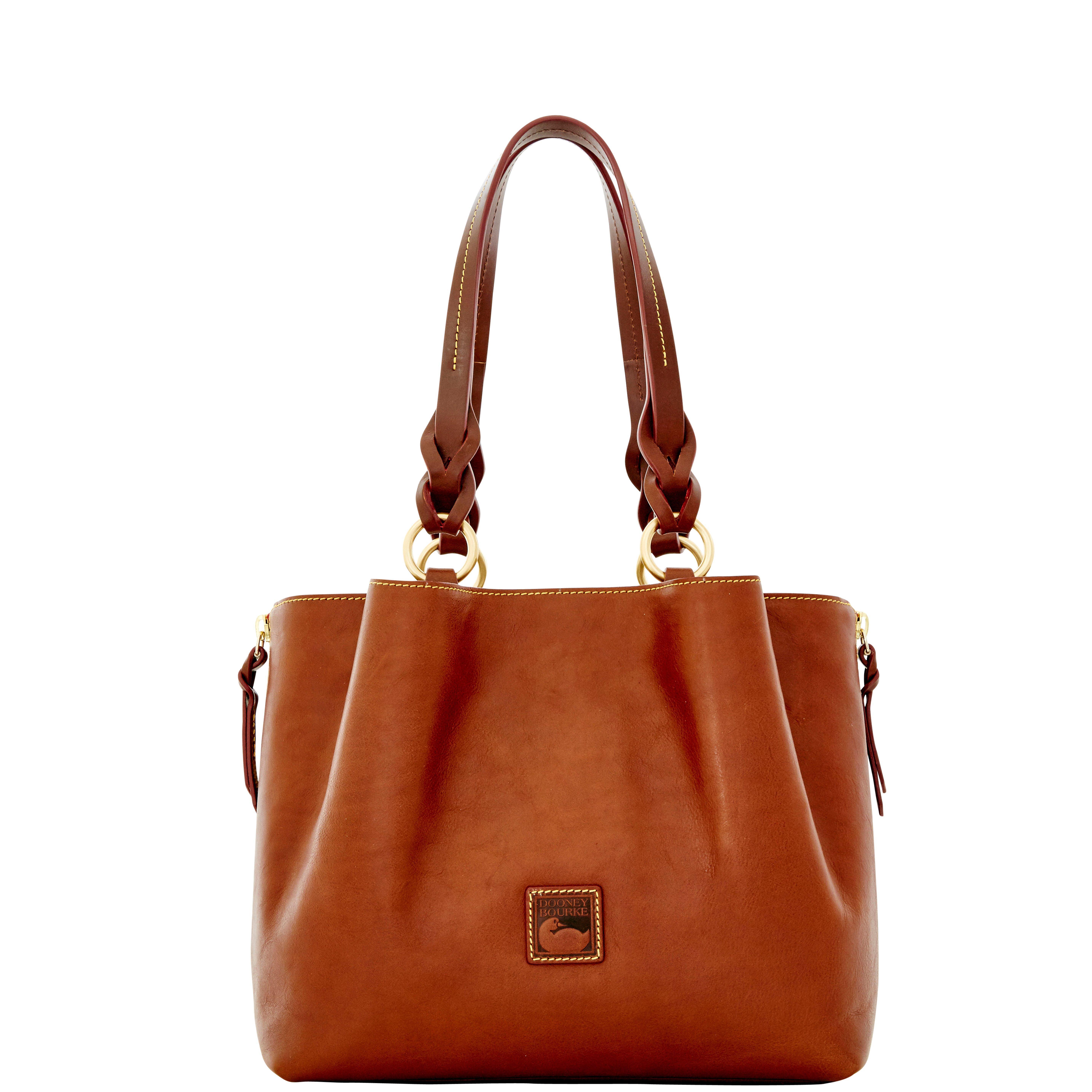 Dooney & Bourke Leather Florentine Large Zip Barlow in Chestnut (Brown
