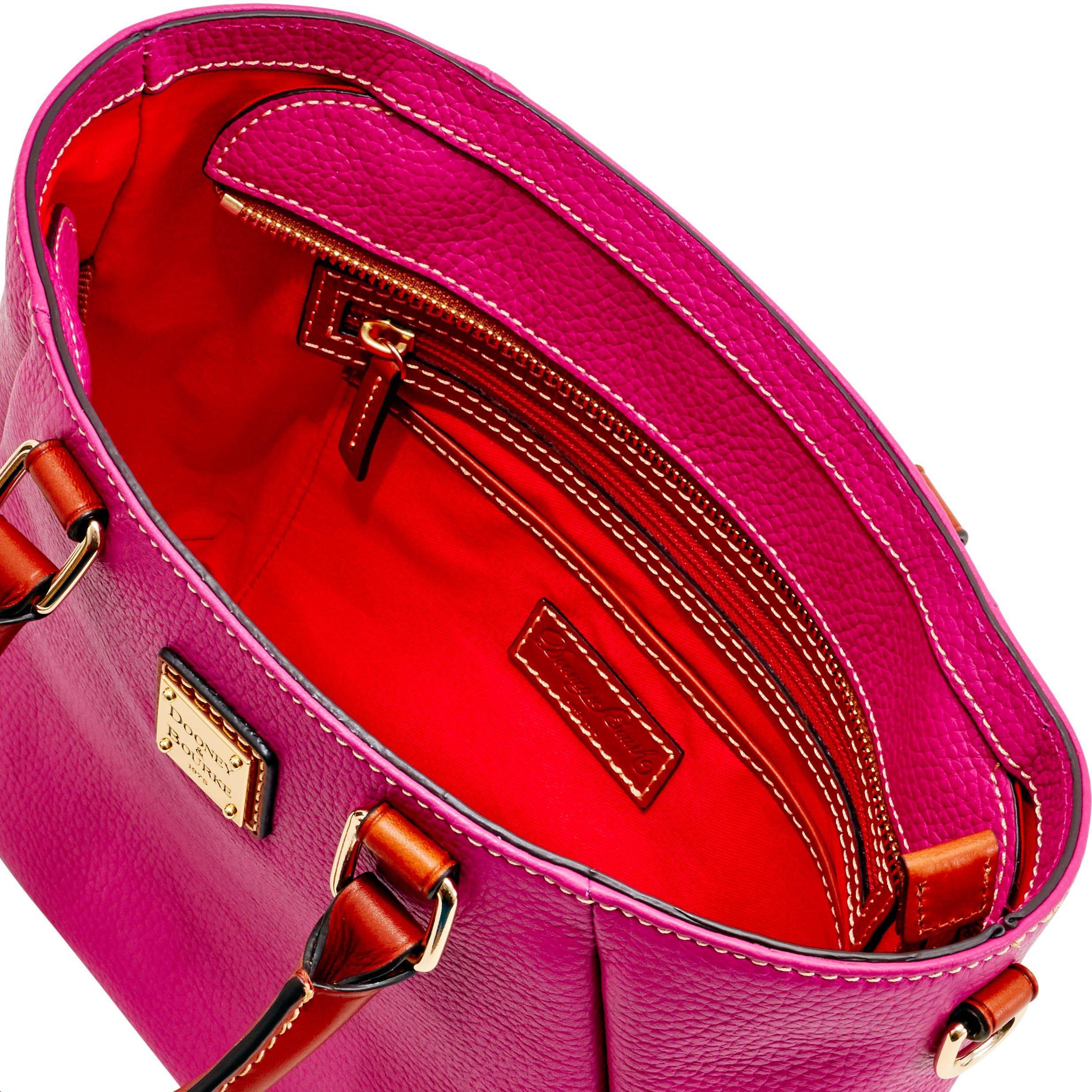 pebble grain small top zip satchel