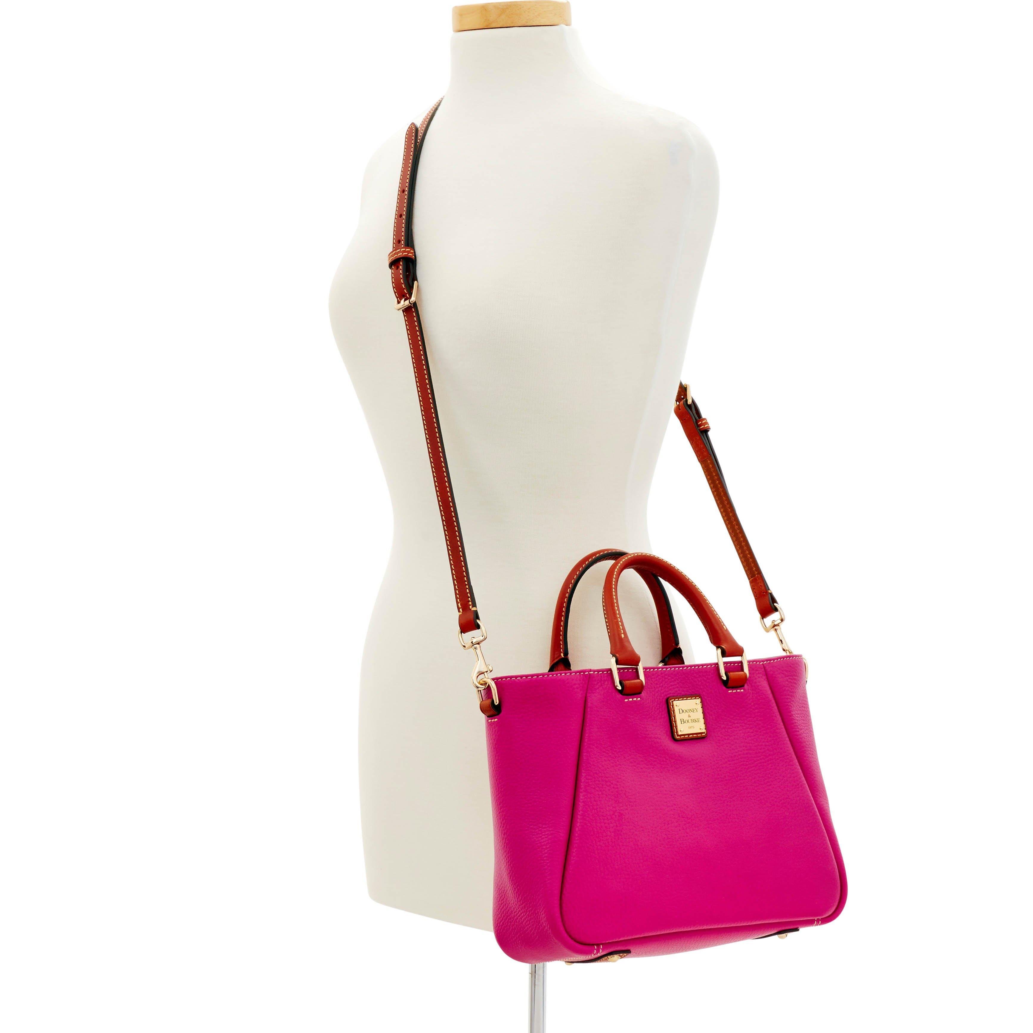 pebble grain small top zip satchel