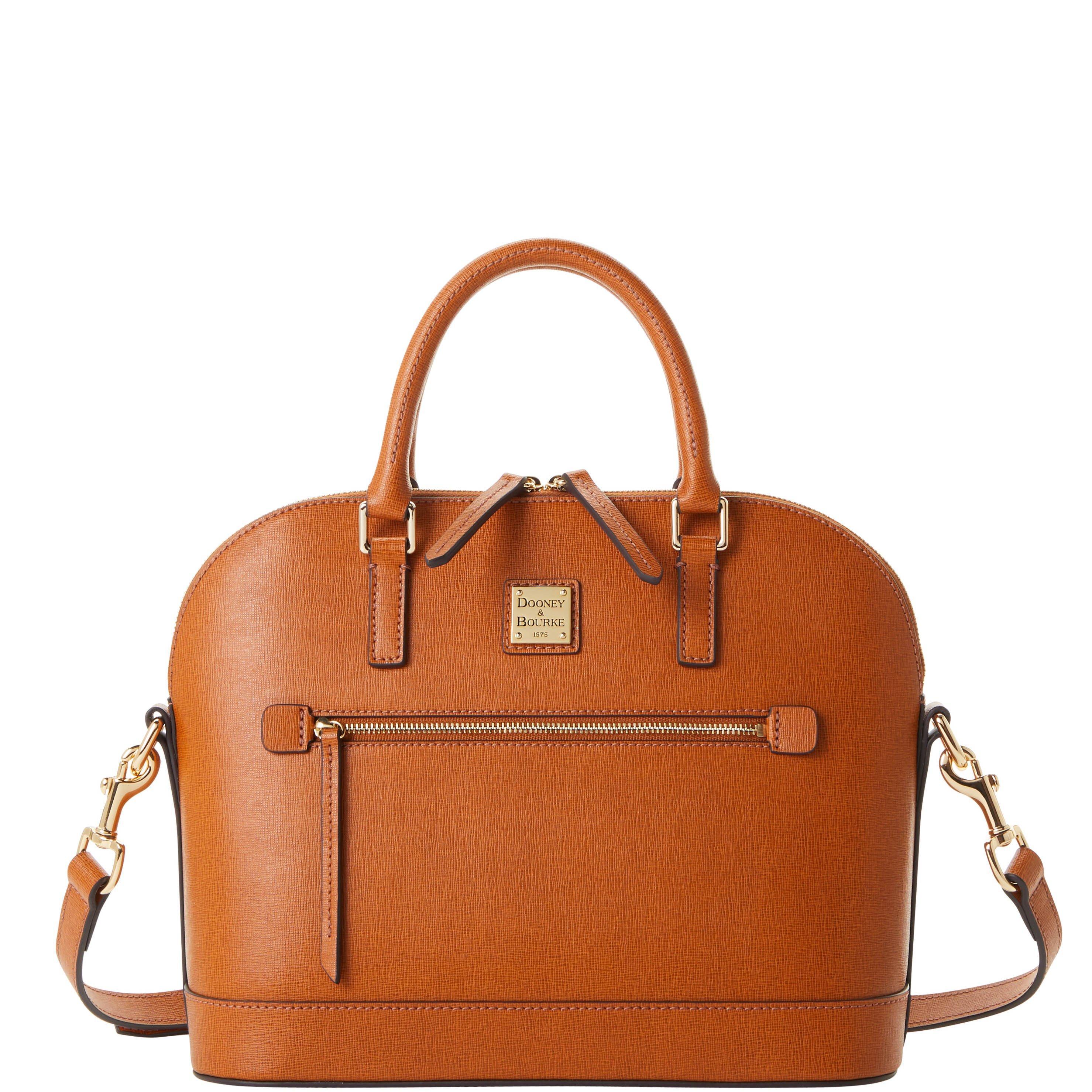 Dooney & Bourke Leather Saffiano Domed Zip Satchel in Natural Lyst