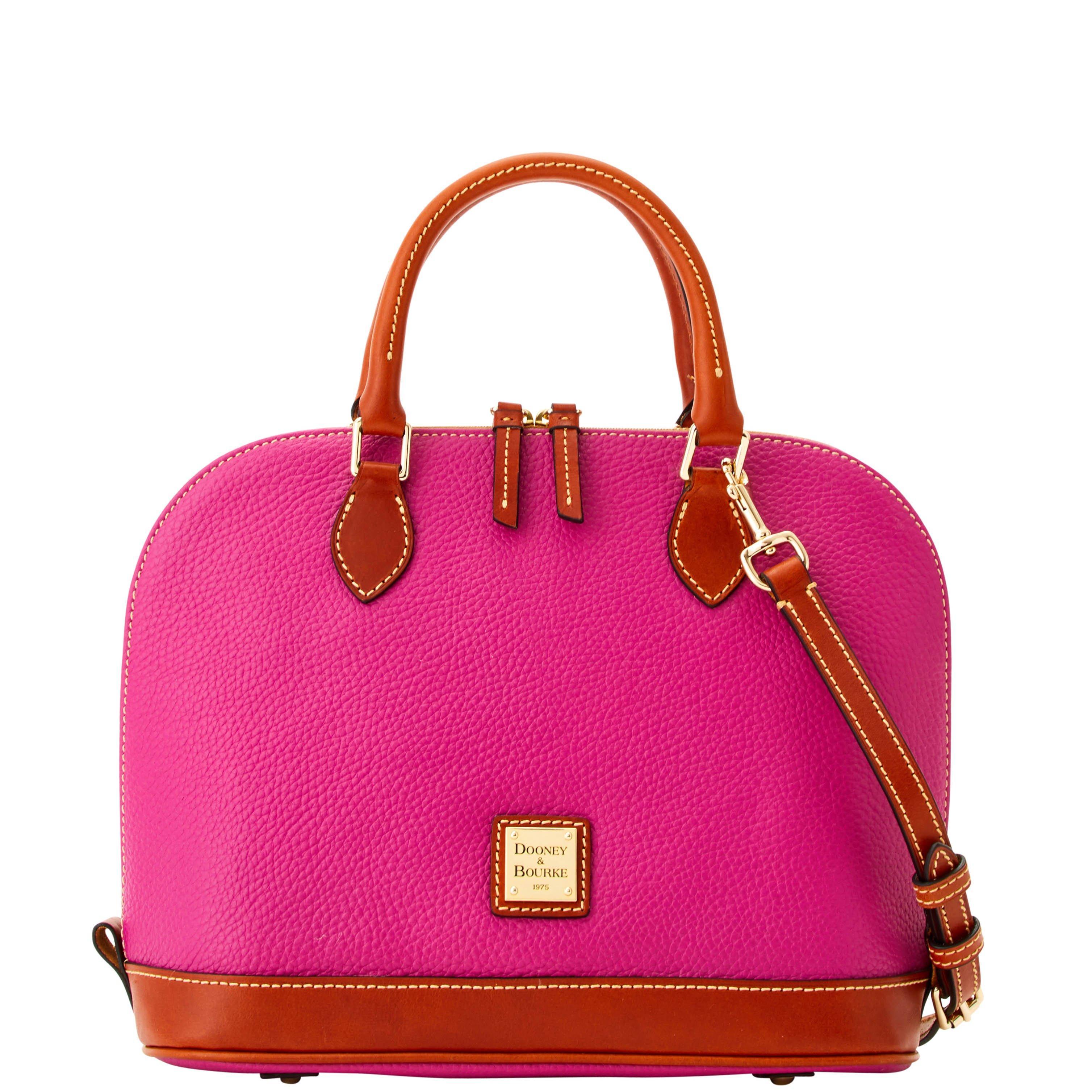 Dooney & Bourke Leather Pebble Grain Zip Zip Satchel in Magenta (Pink) Lyst