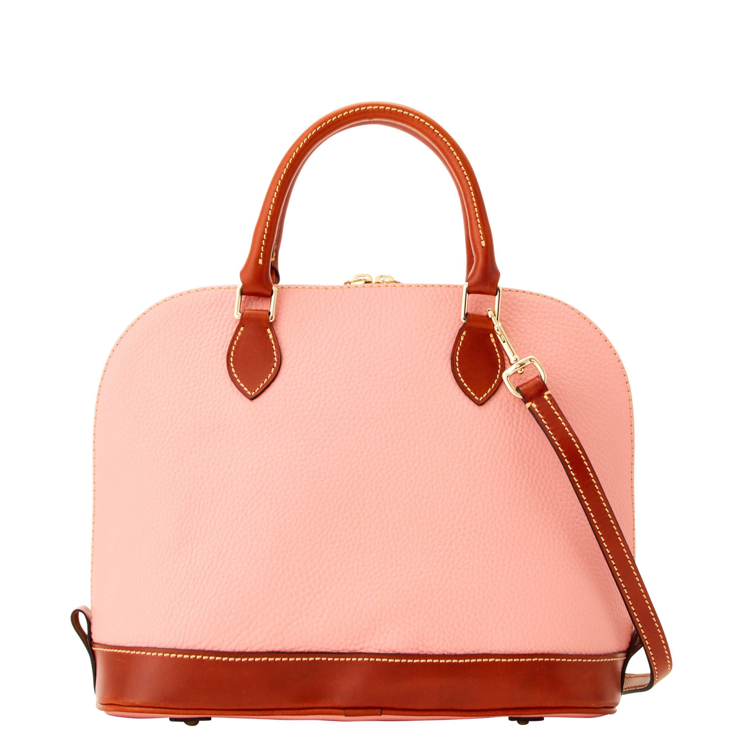 Dooney & Bourke Leather Pebble Grain Zip Zip Satchel in Pale Pink (Pink
