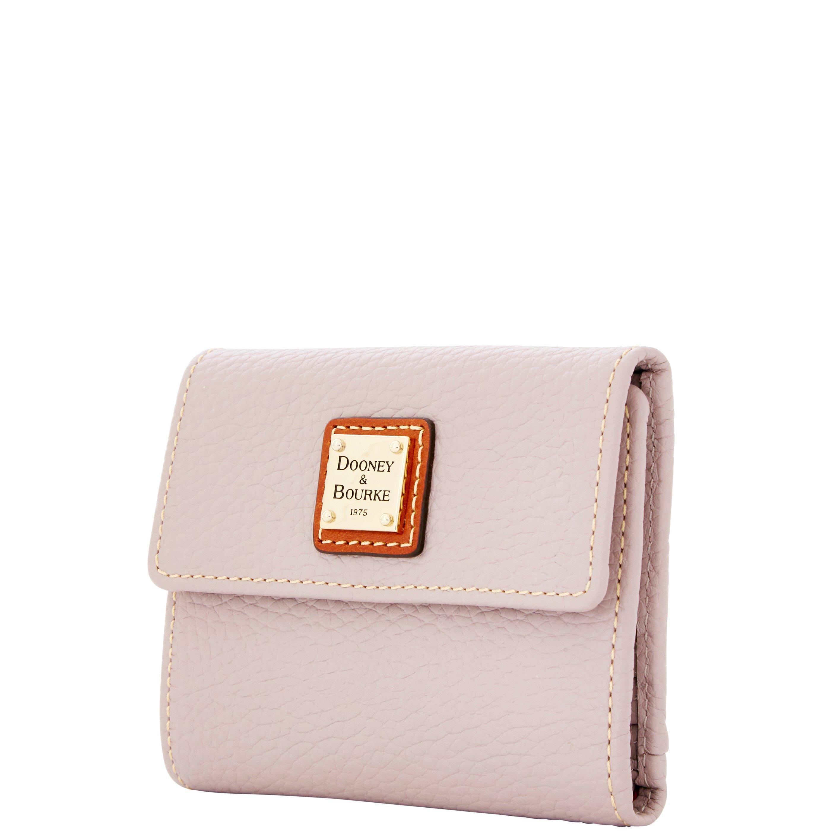 Dooney & Bourke Leather Pebble Grain Small Flap Wallet in Oyster (Pink