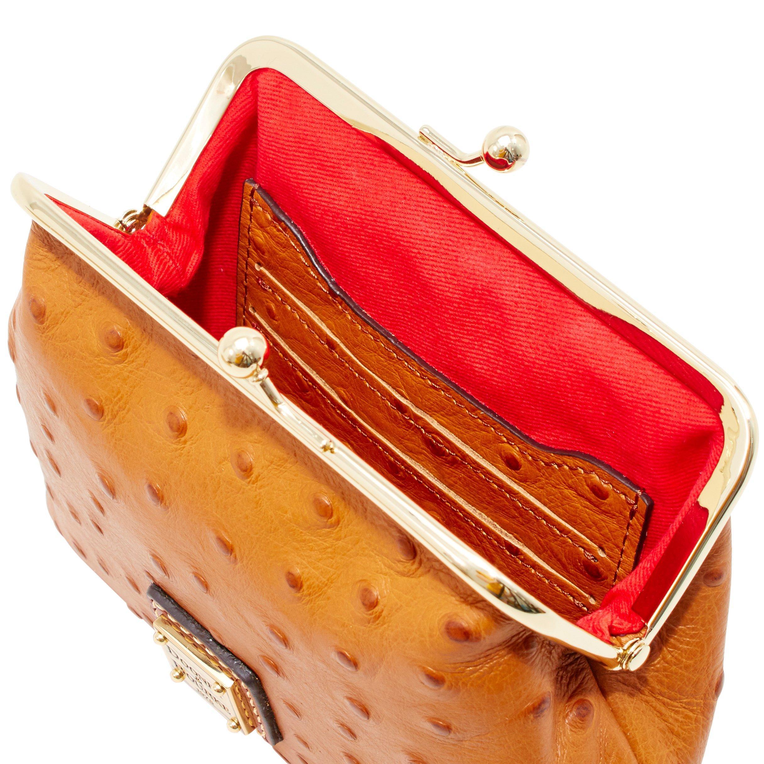 Dooney & Bourke Leather Ostrich Large Framed Purse in Tan (Brown) Lyst