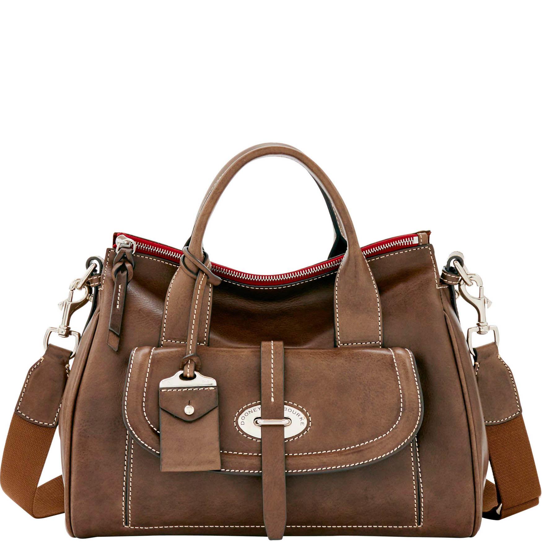 Dooney & Bourke Leather Florentine Toscana Front Pocket Satchel in Red