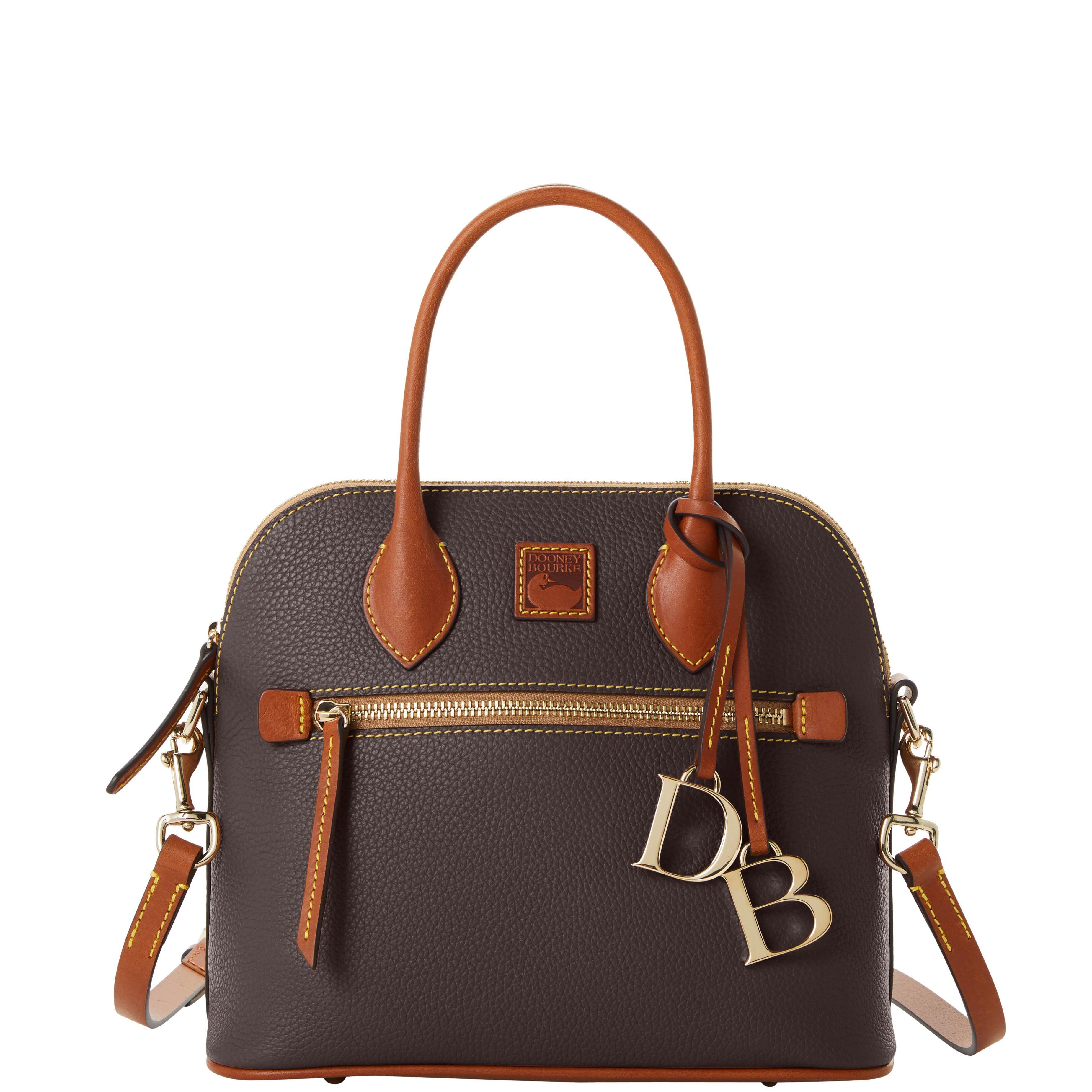 Dooney & Bourke Leather Pebble Grain Domed Satchel In Brown - Lyst