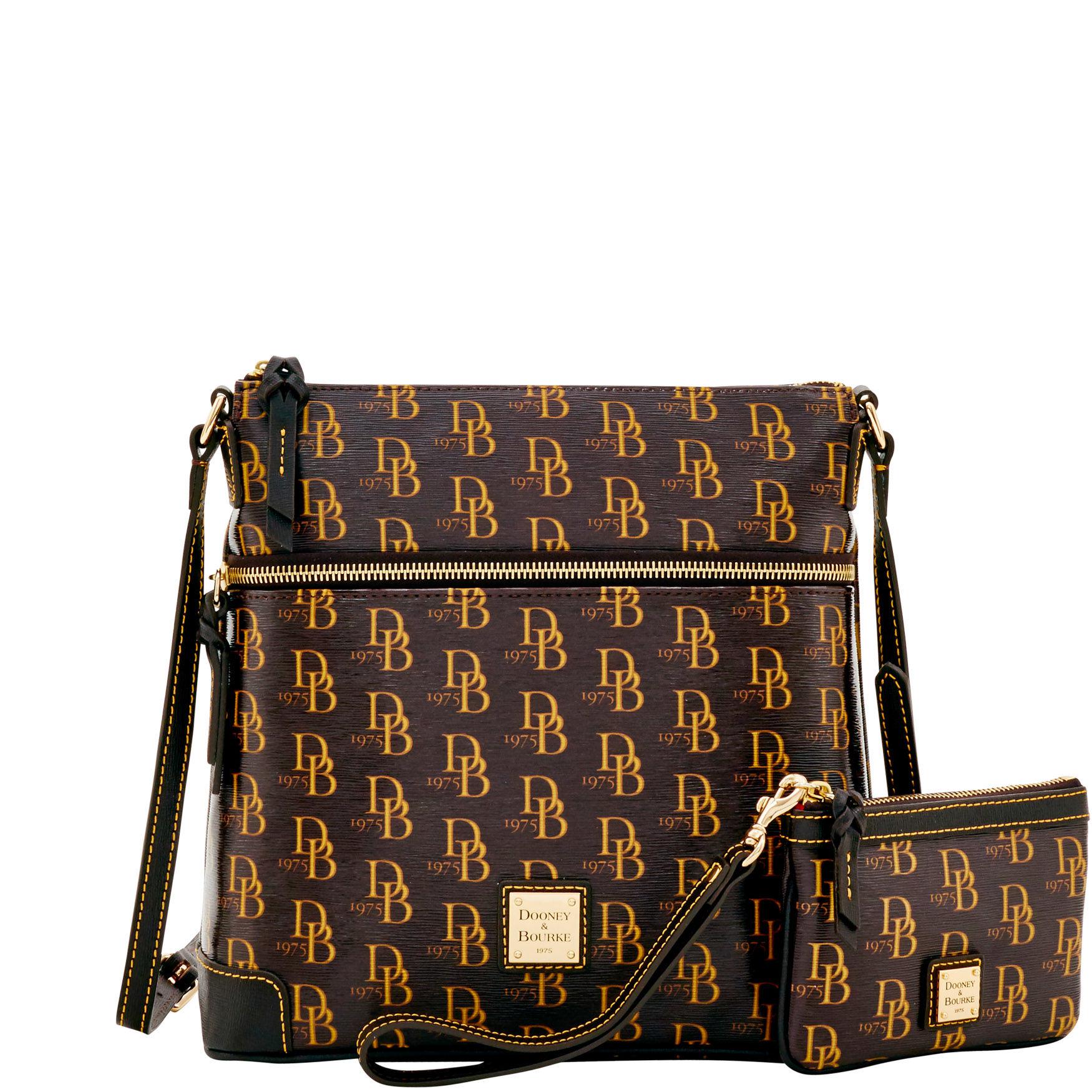 Dooney & Bourke 1975 Db Signature Crossbody & Med Wristlet in Brown Lyst
