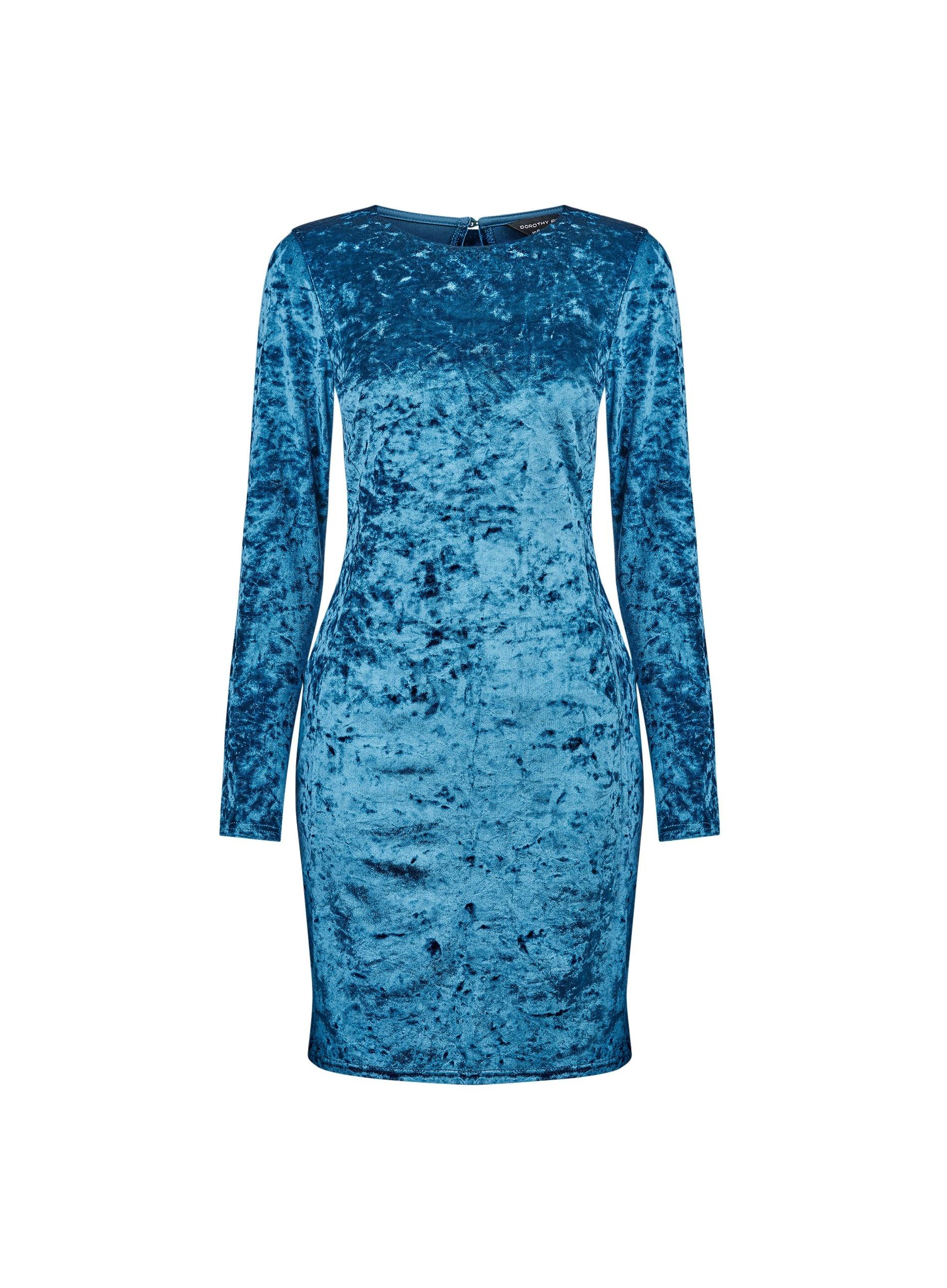 teal blue velvet dress