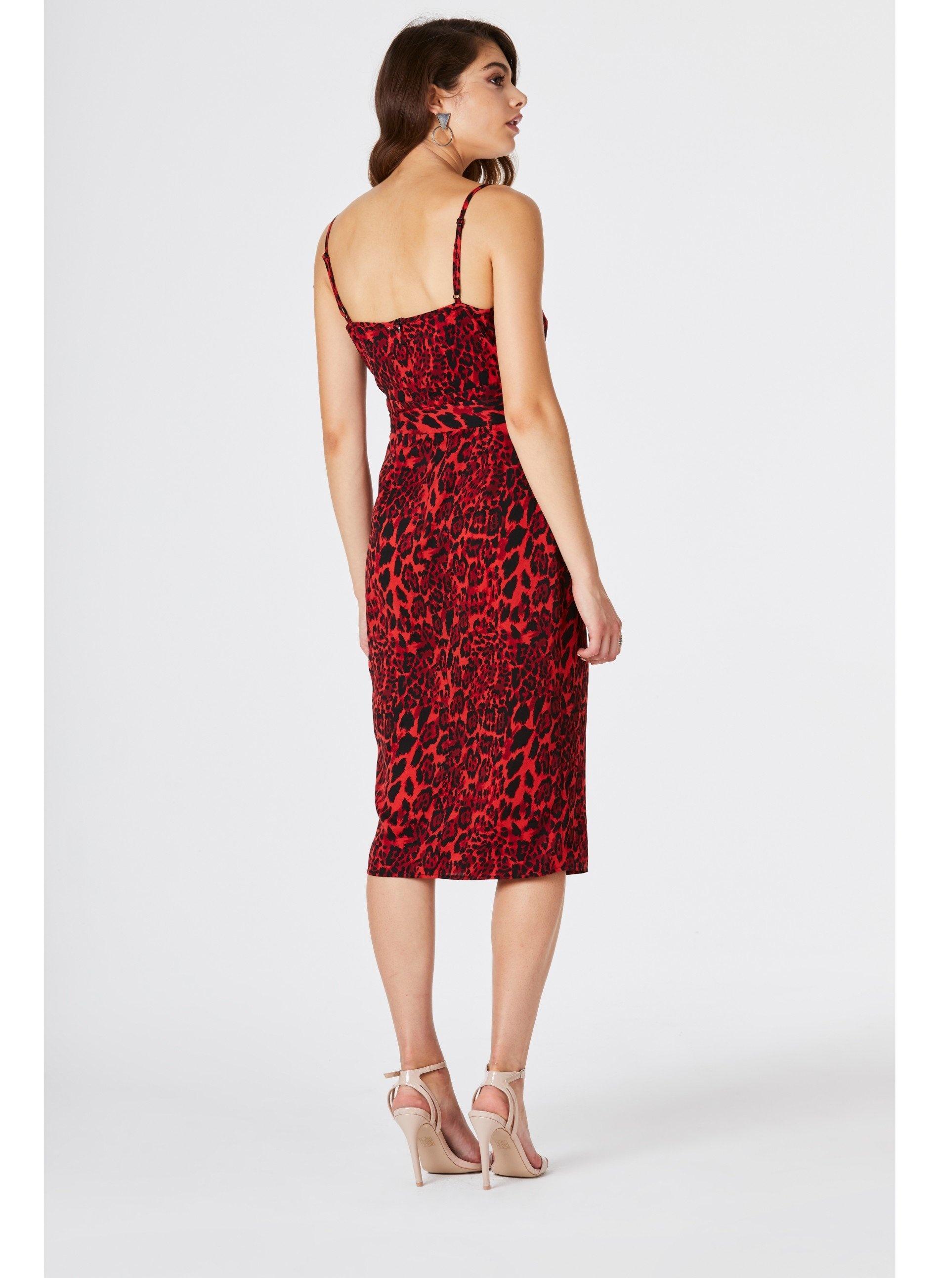 red leopard print slip dress