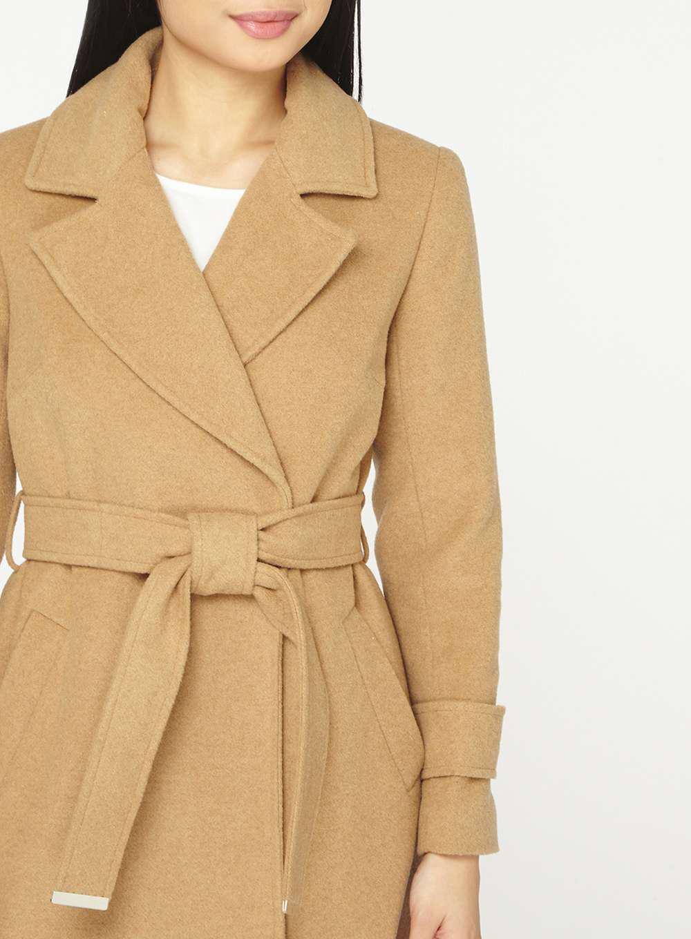petite camel wrap coat