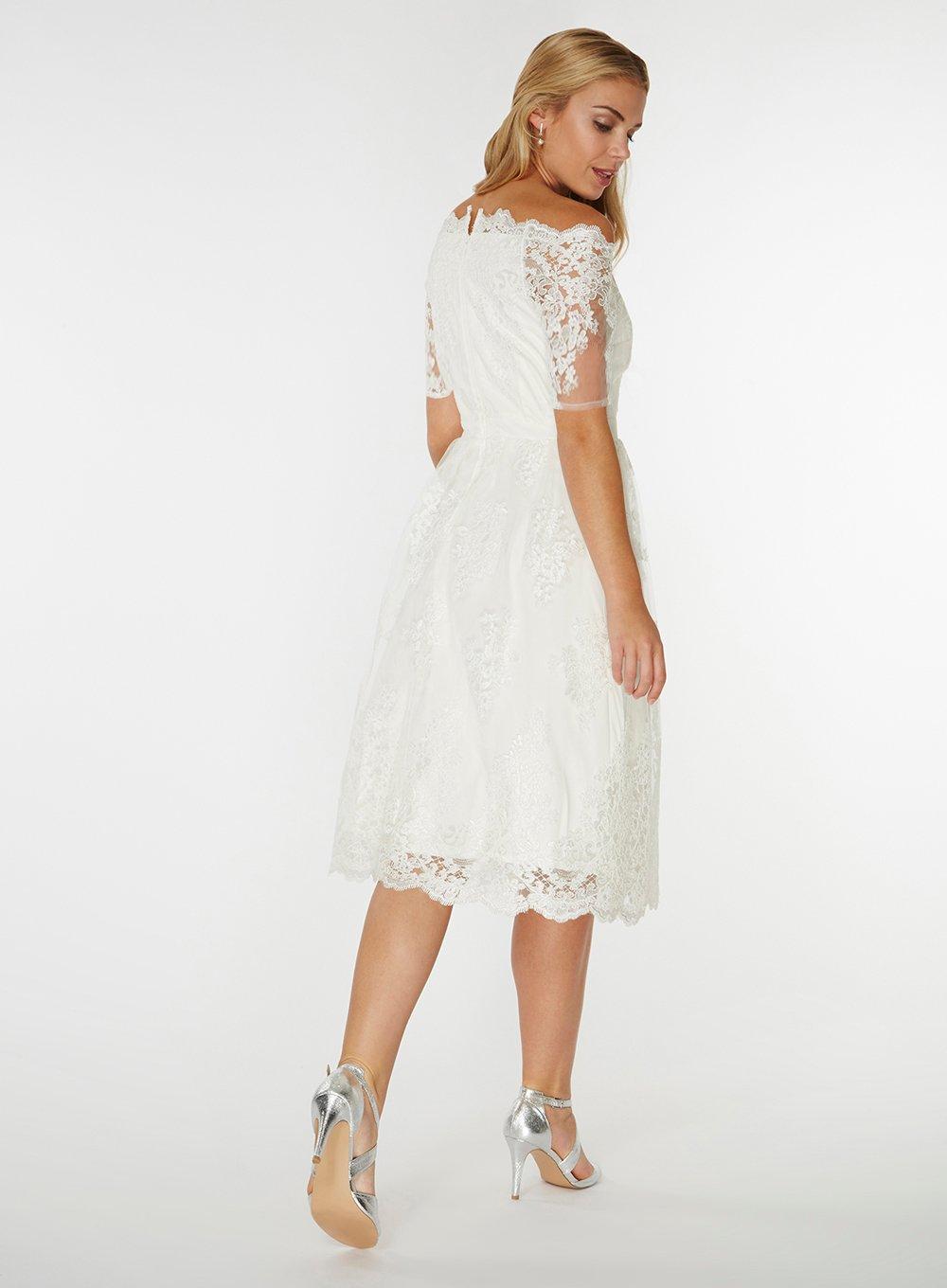 Dorothy Perkins Synthetic Ivory 'bella' Bardot Wedding Dress in White