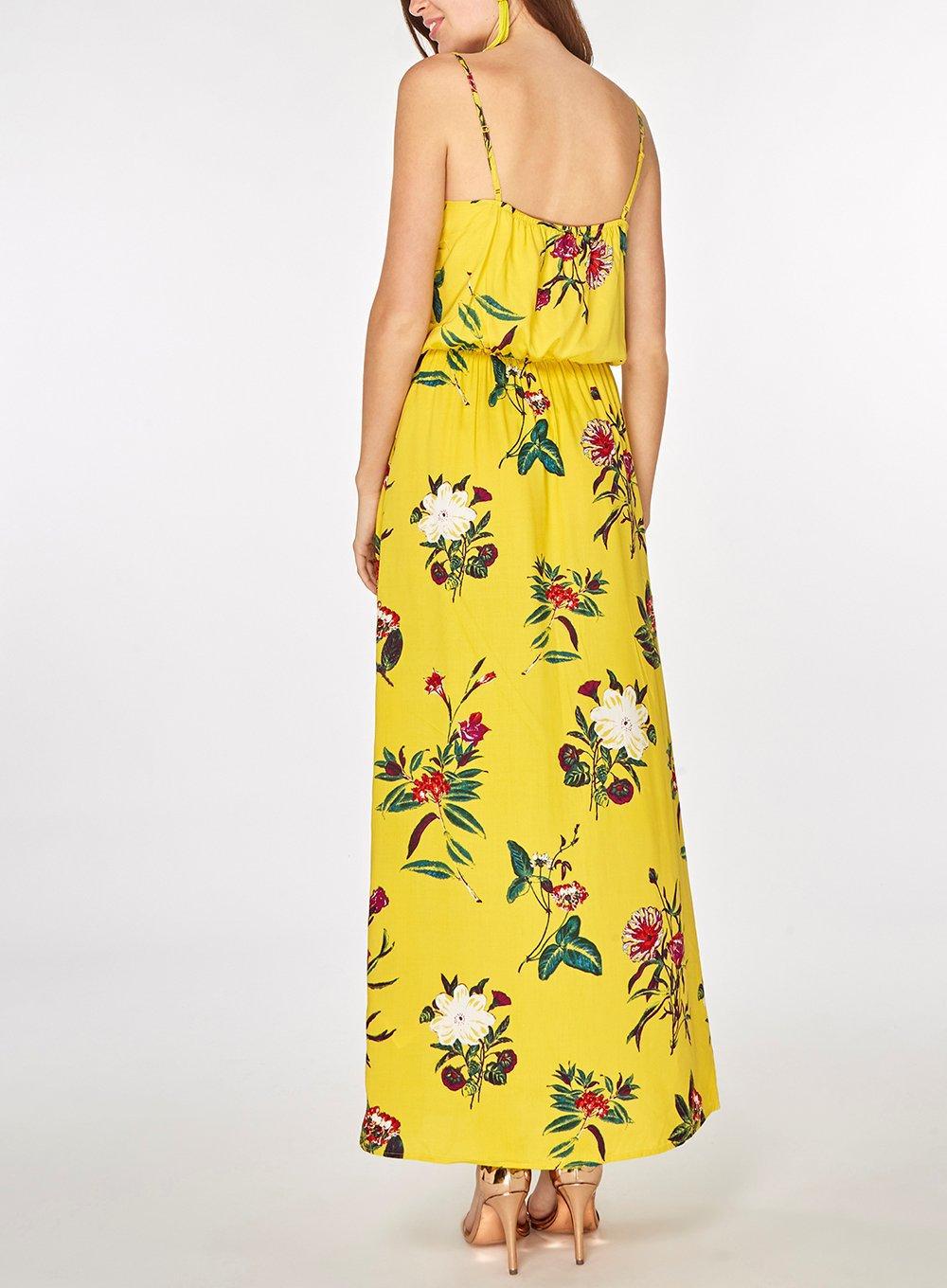 yellow floral print maxi dress
