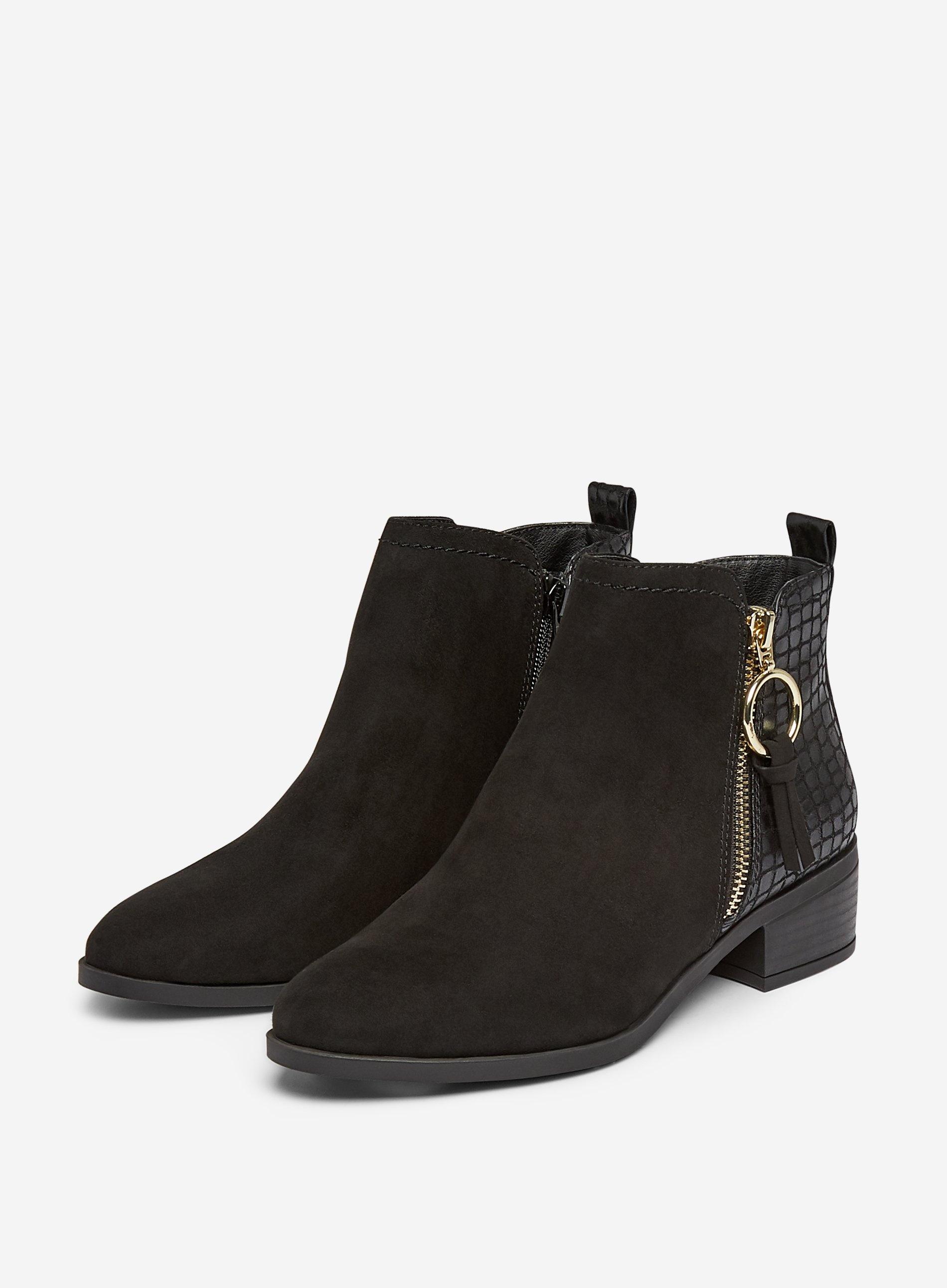 wide fit black suede ankle boots