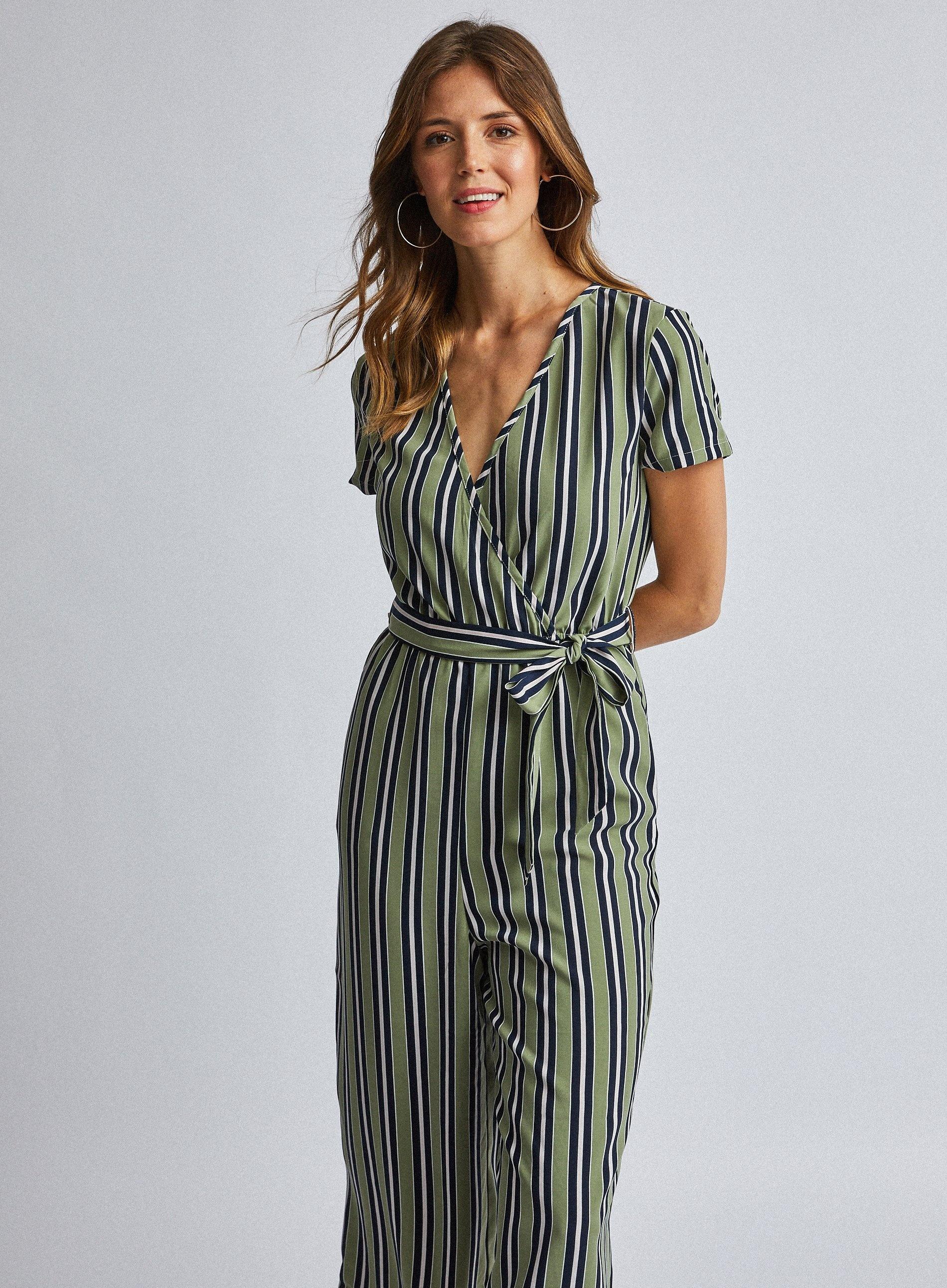 short sleeve striped jumpsuit