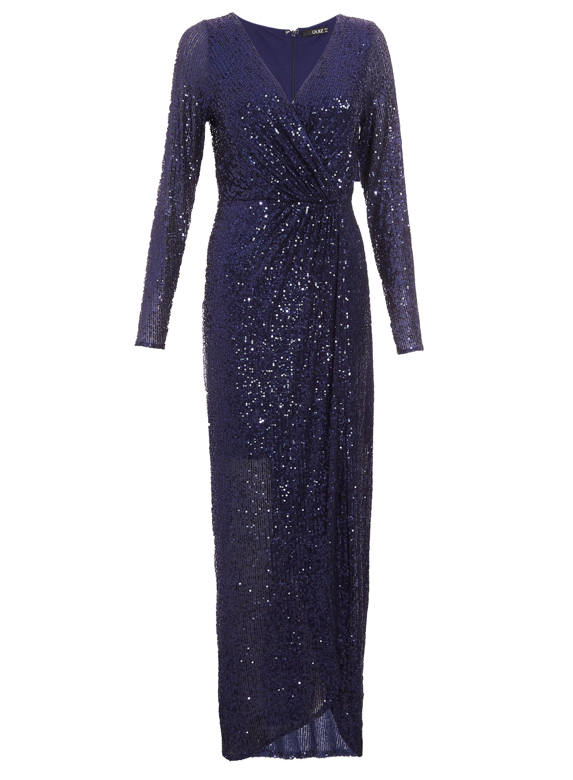 quiz navy sequin maxi dress