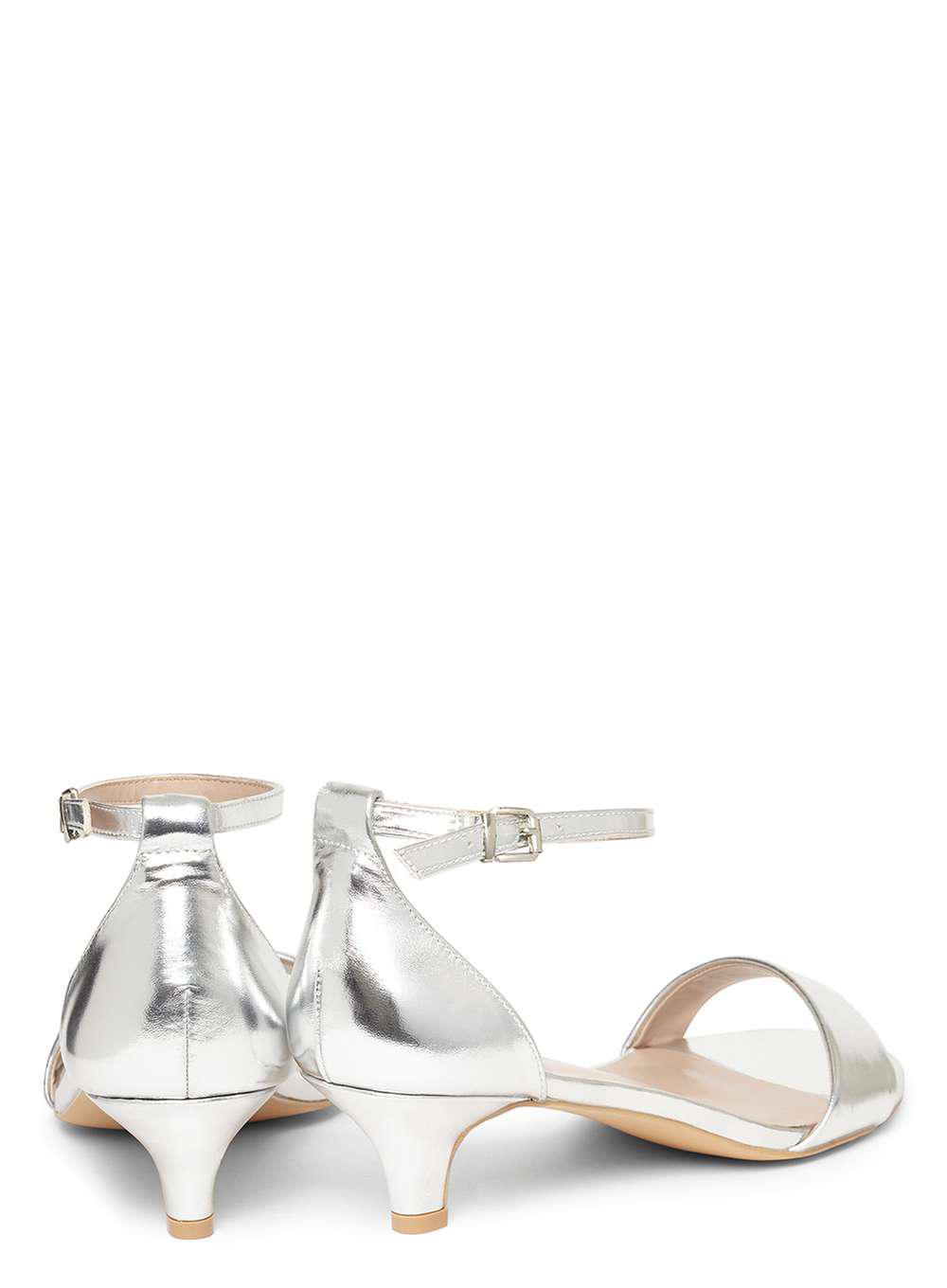 silver low heel wide fit shoes