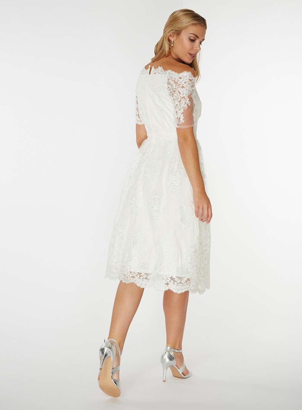 Dorothy Perkins Synthetic Ivory 'bella' Bardot Wedding Dress in White ...