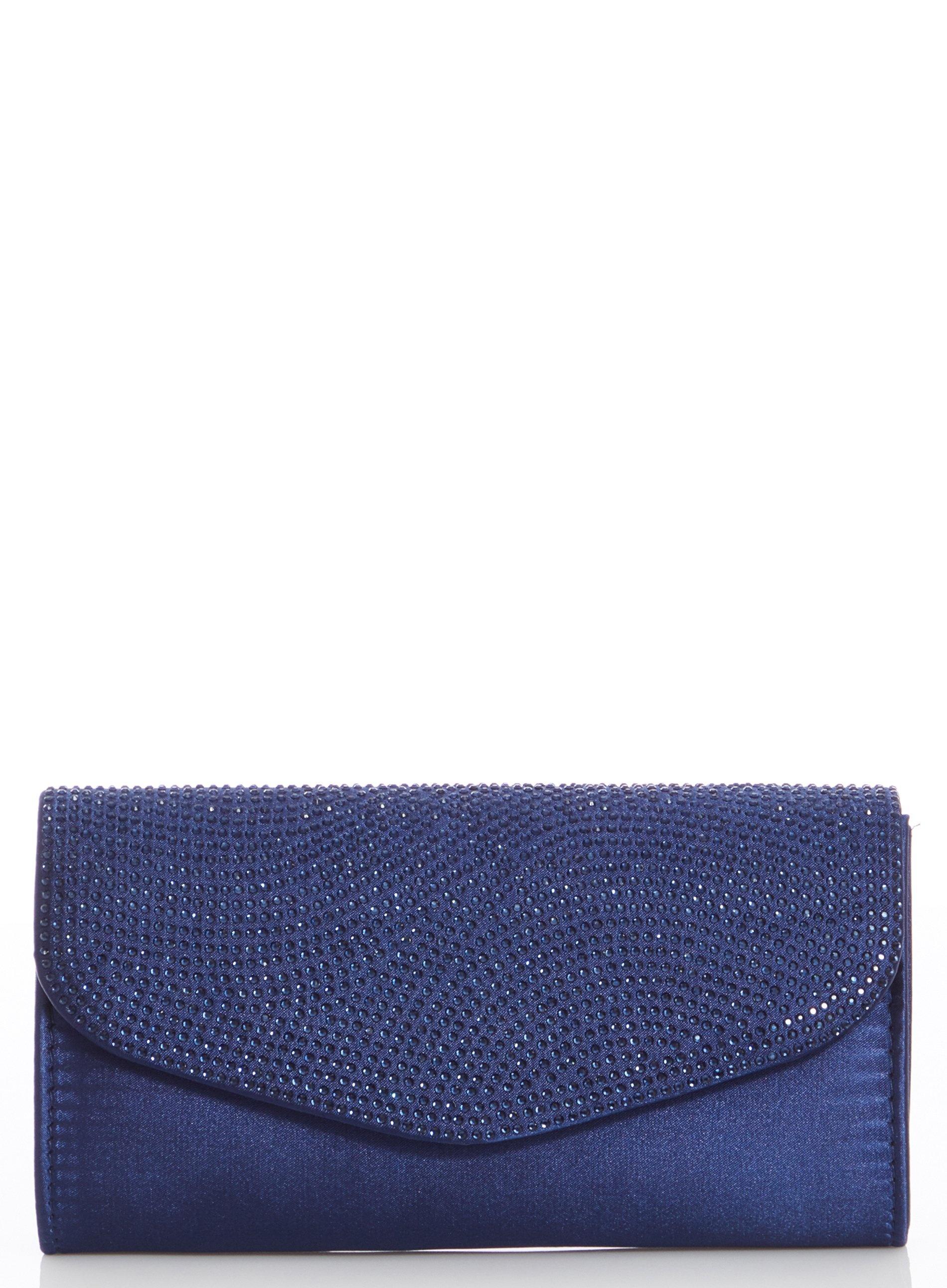 blue diamante clutch bag