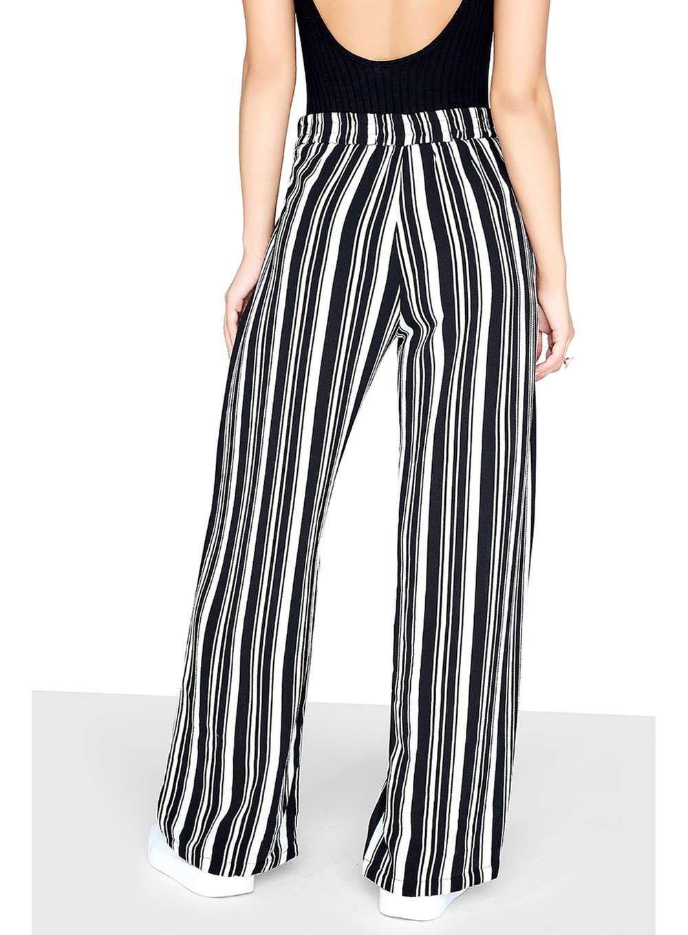 black and white striped pants for ladies