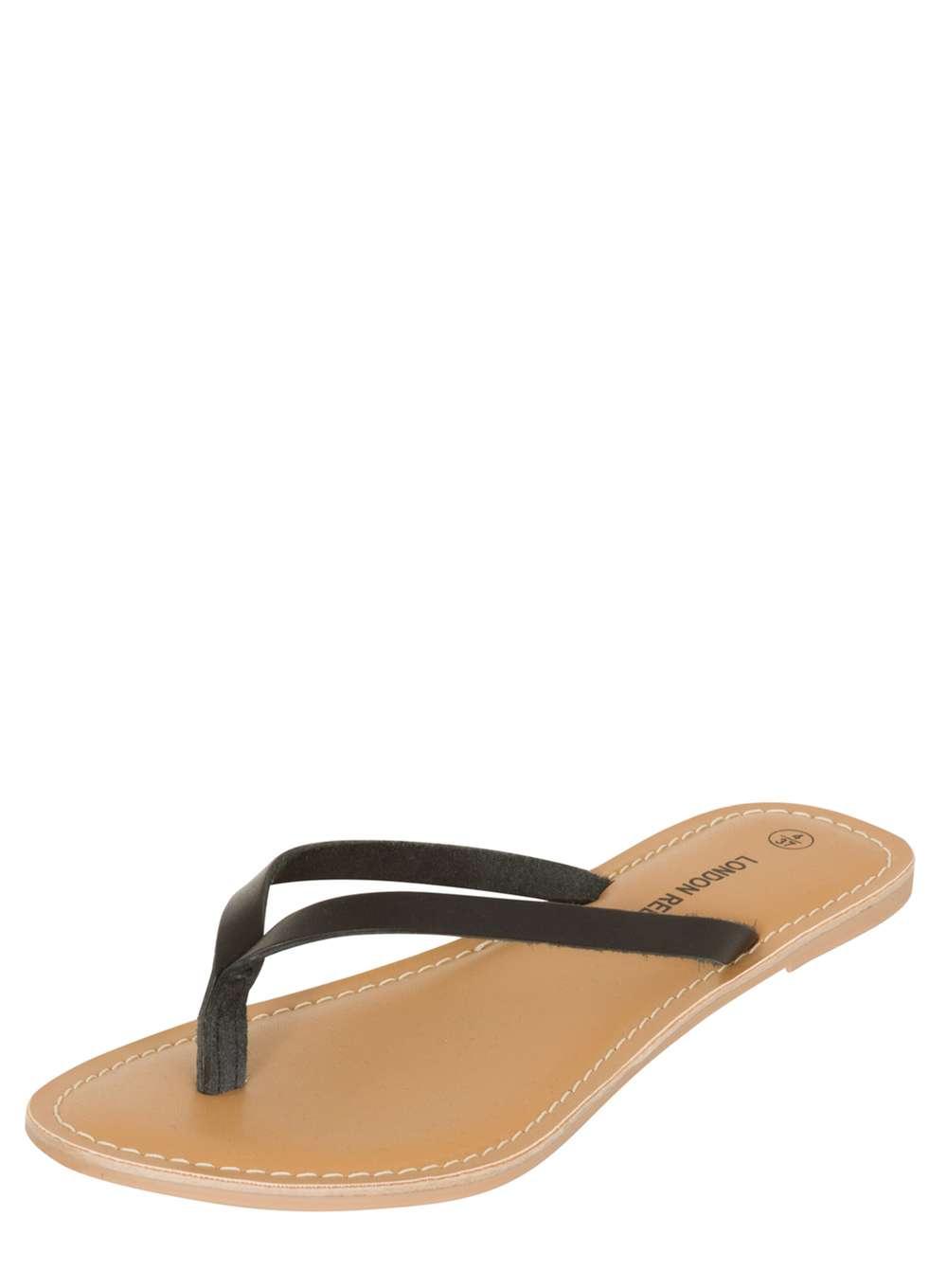 Dorothy perkins London Rebel Black Leather Toe Post Sandals in Black Lyst