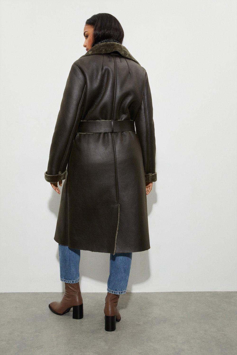 Dorothy perkins black deals belted wrap coat