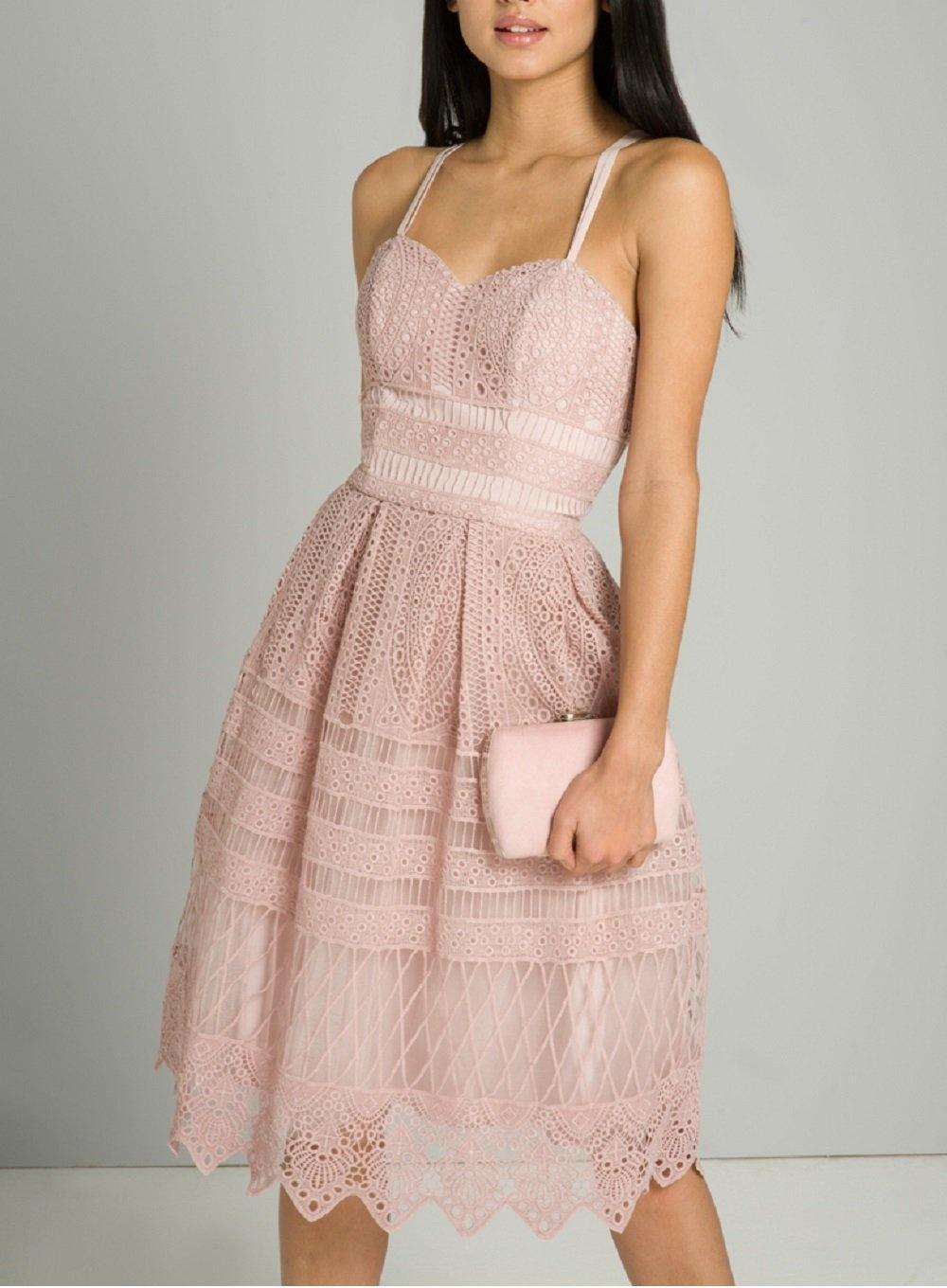 chi chi london mink crochet midi skater dress