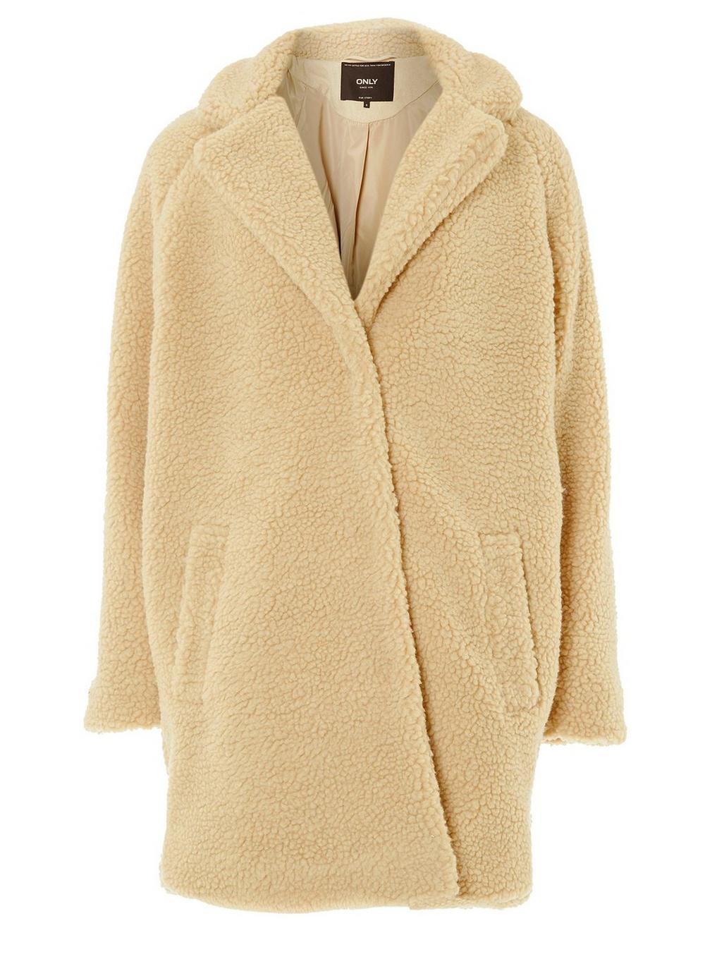 ONLY Synthetic Cream Sherling Teddy Coat in Natural Lyst
