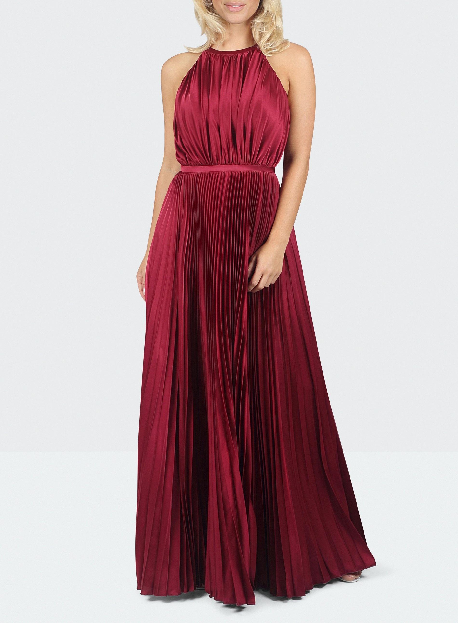 chi chi london burgundy pleated maxi dress